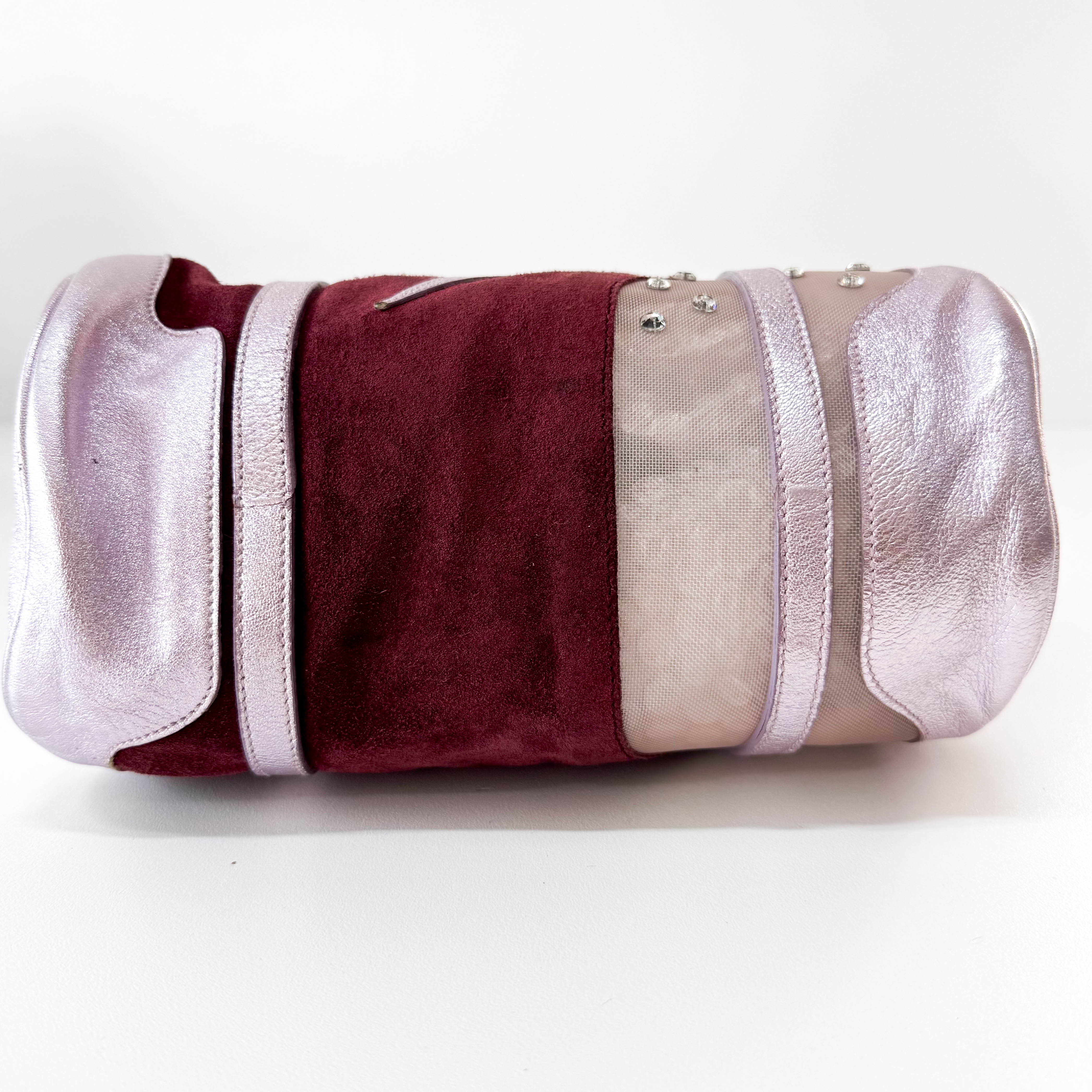 Burgundy Suede Lightning Shoulder Bag