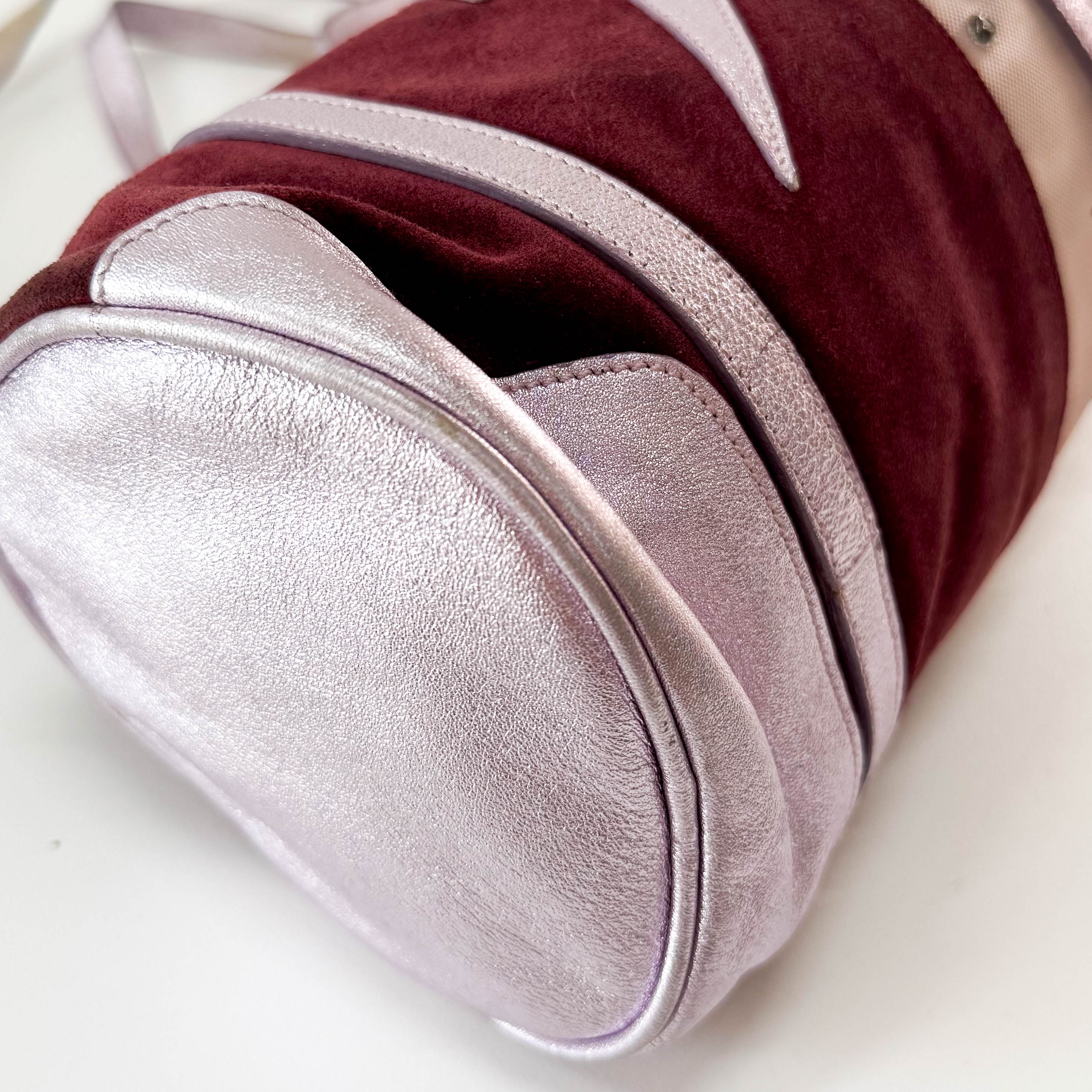 Burgundy Suede Lightning Shoulder Bag