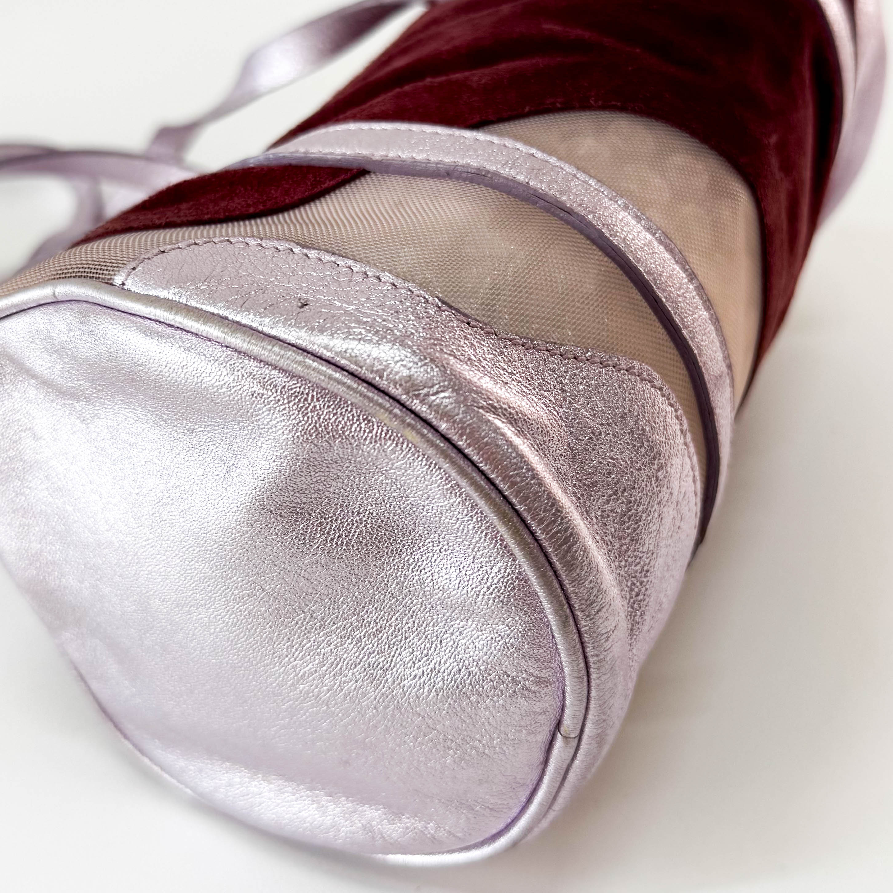 Burgundy Suede Lightning Shoulder Bag