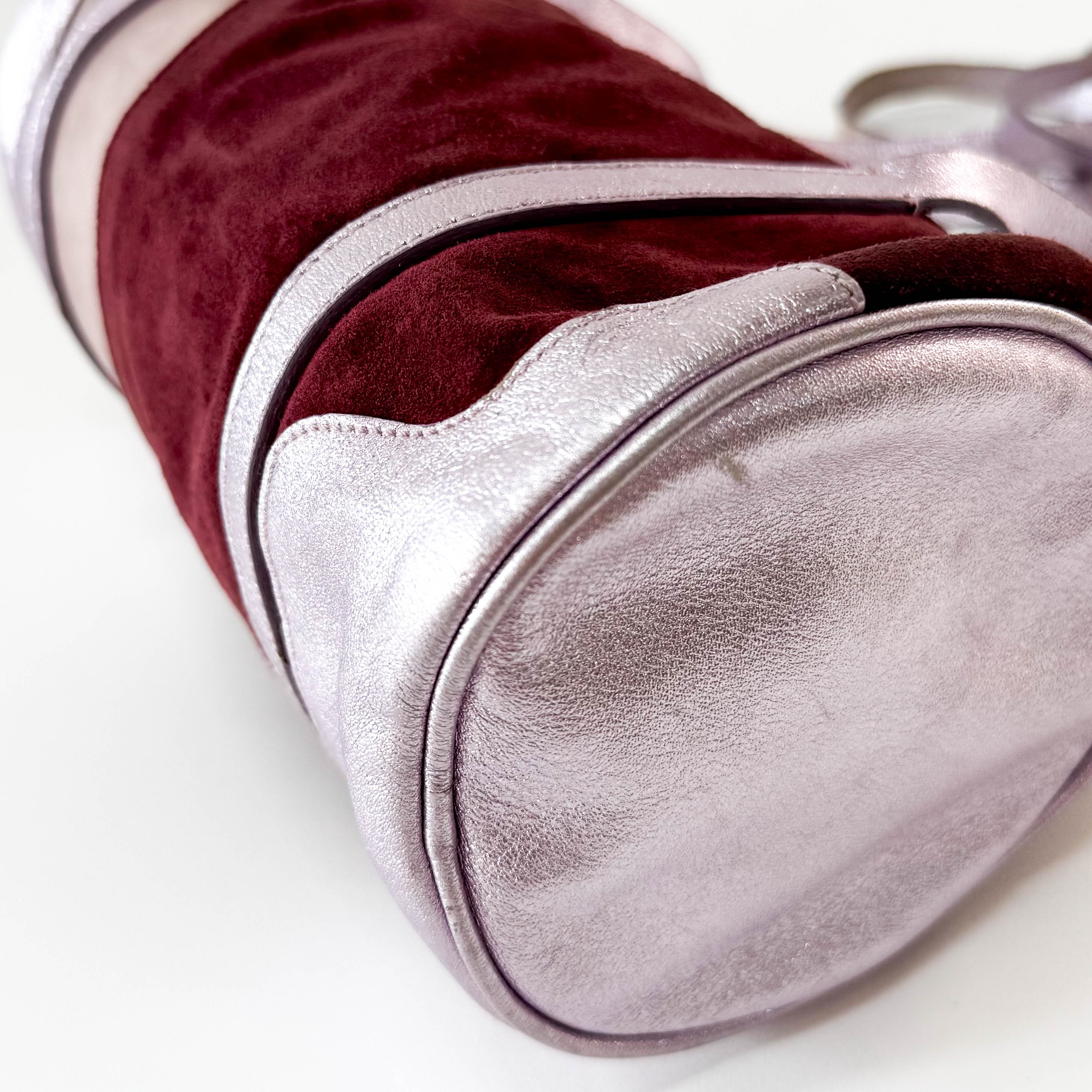 Burgundy Suede Lightning Shoulder Bag