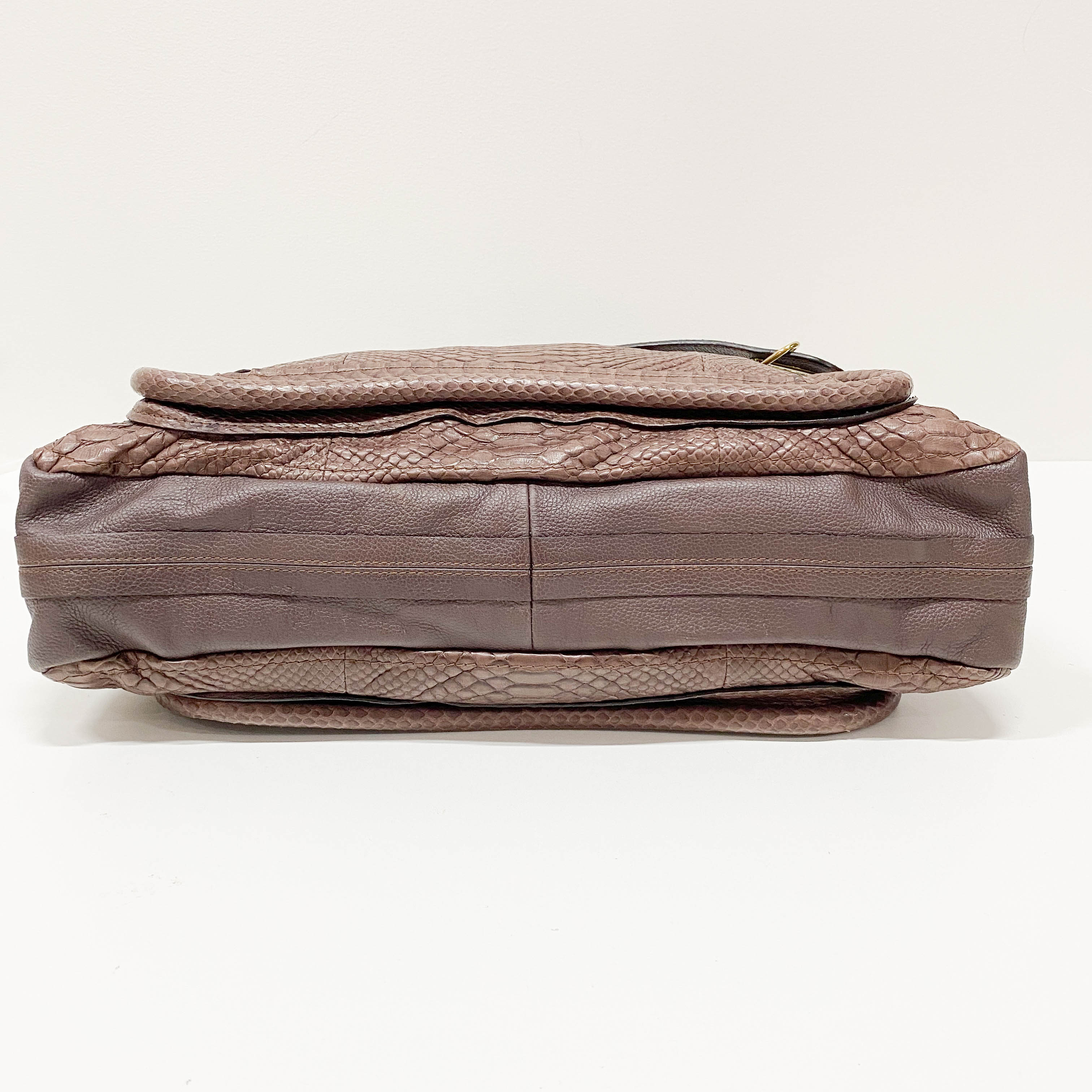 Paraty Brown Python Embossed Leather Two Way Bag