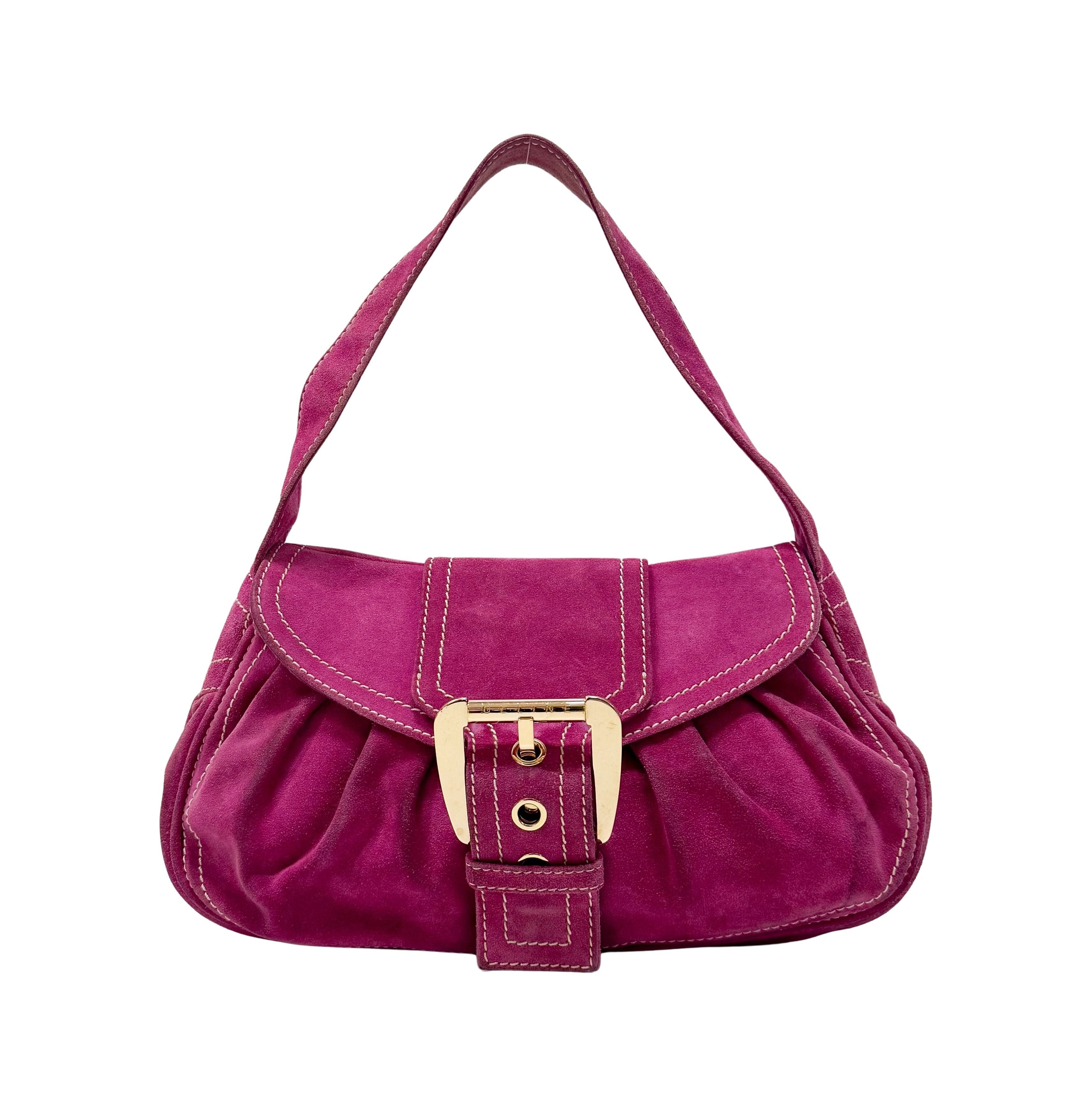 Pink Suede Shoulder Bag