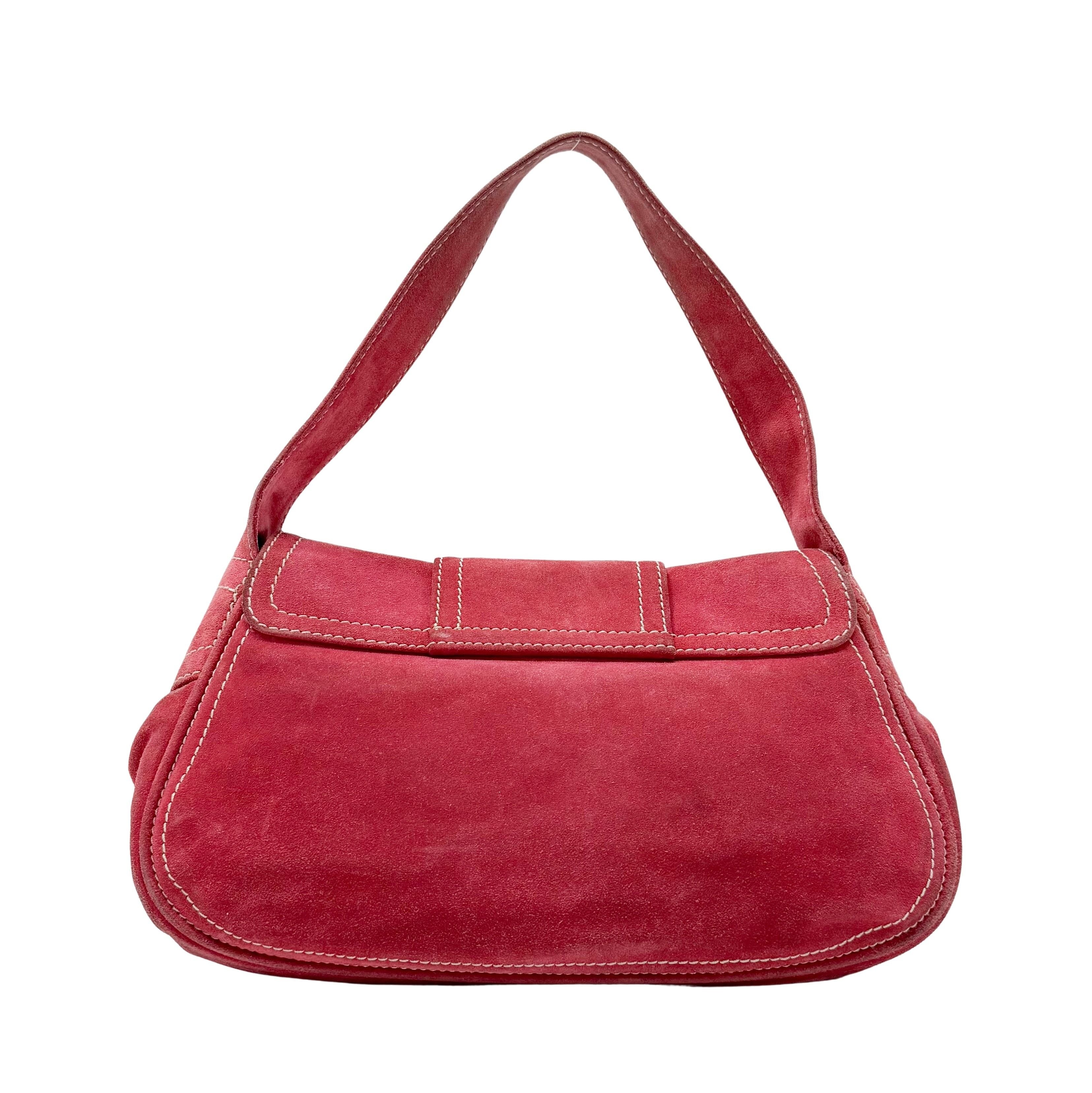 Pink Suede Shoulder Bag