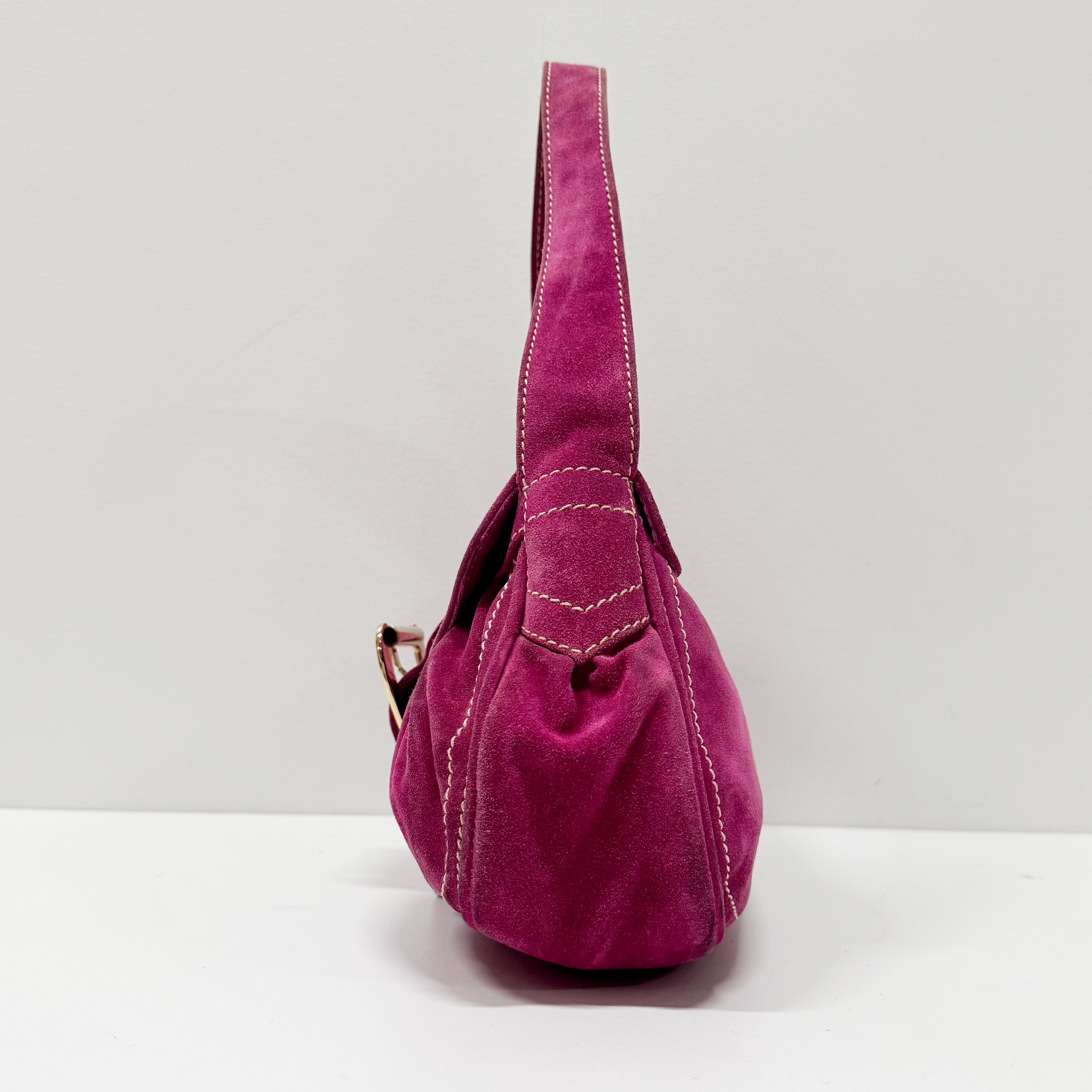 Pink Suede Shoulder Bag