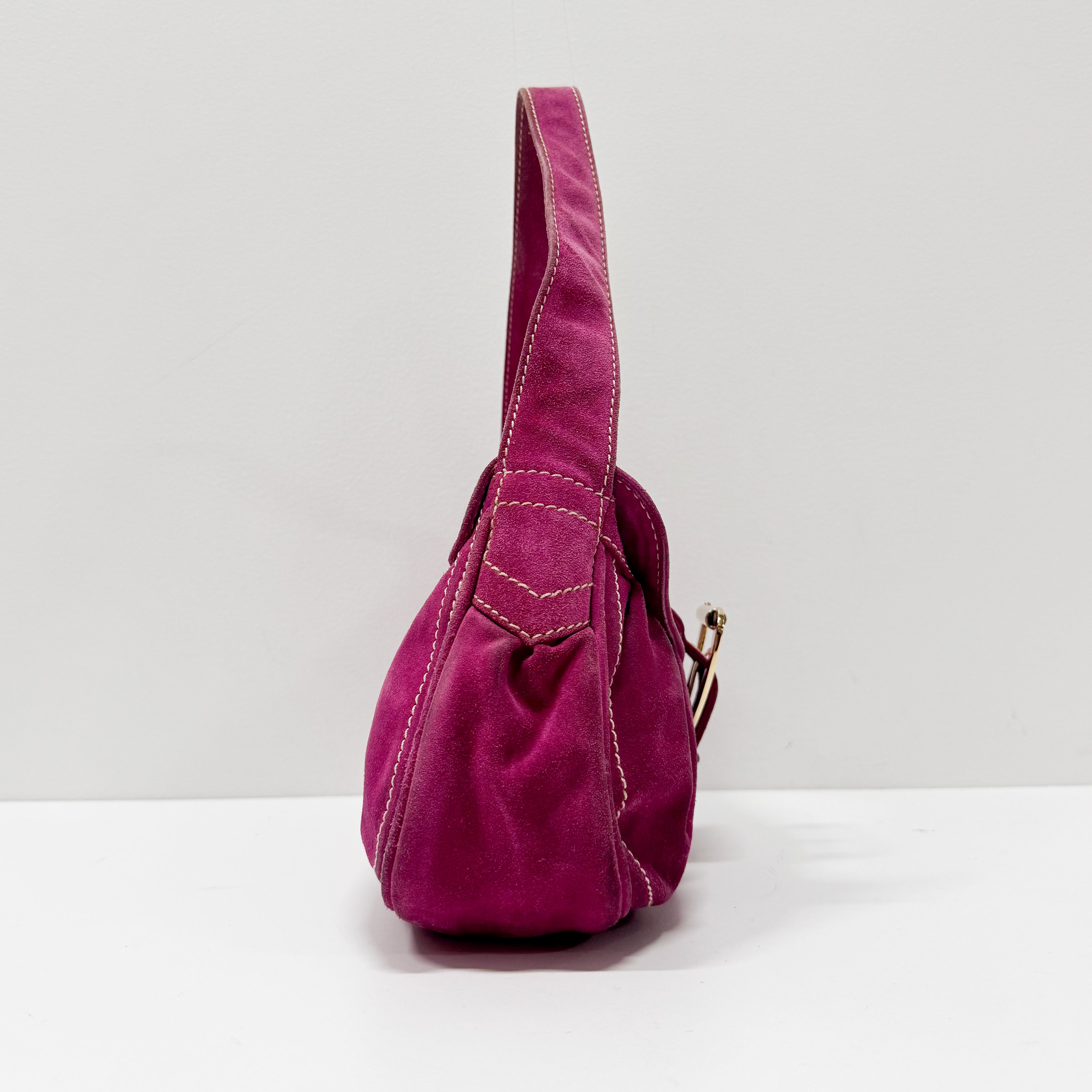 Pink Suede Shoulder Bag