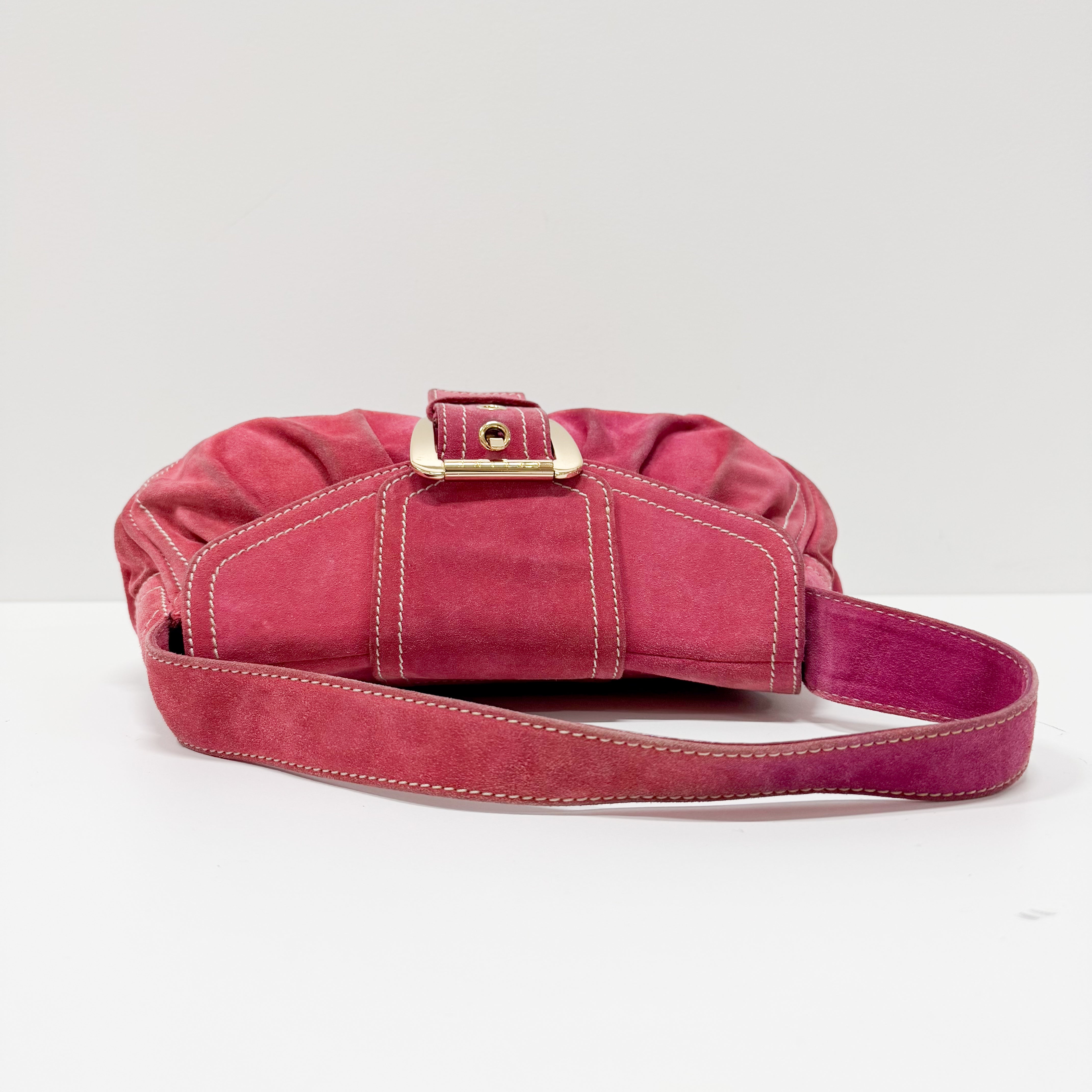 Pink Suede Shoulder Bag