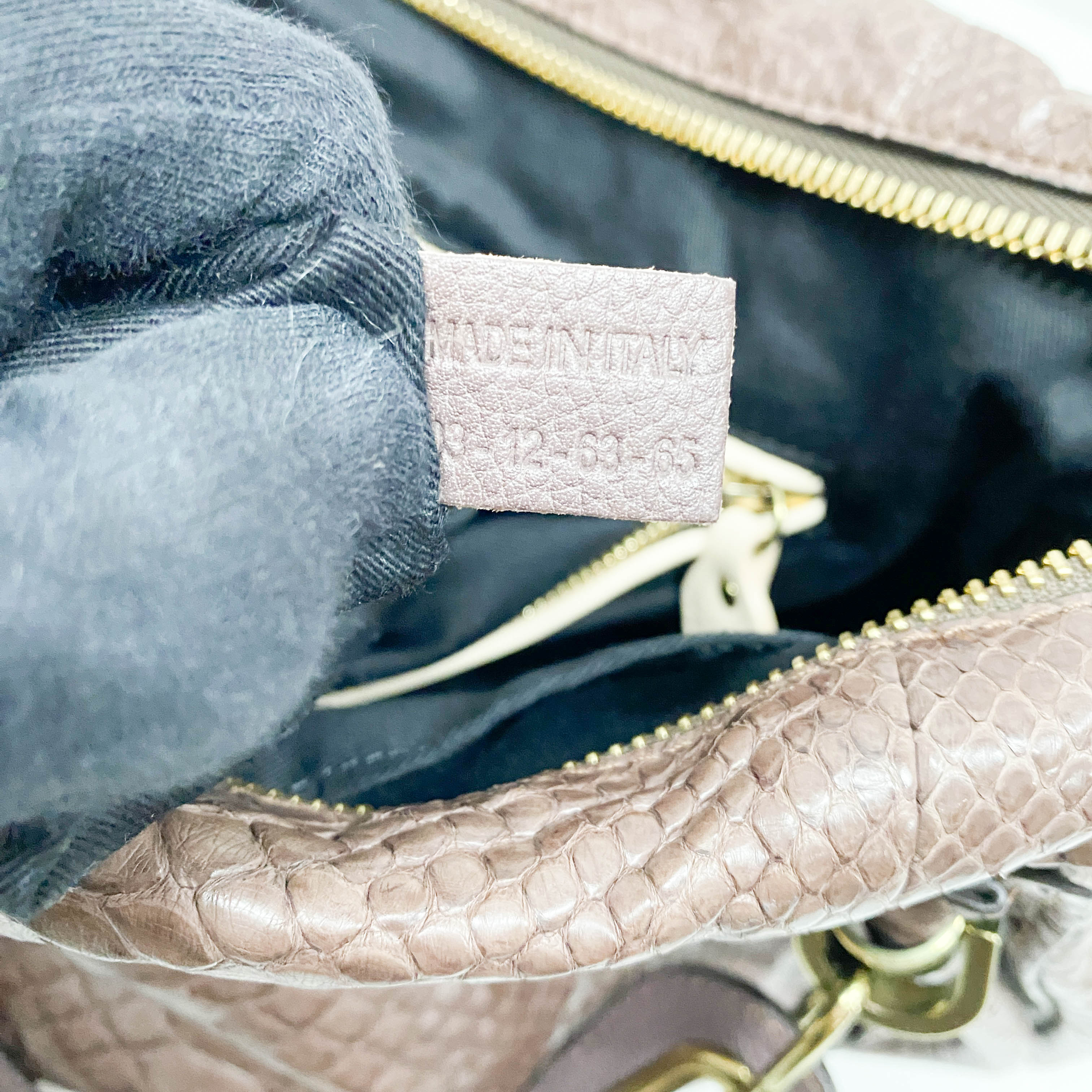 Paraty Brown Python Embossed Leather Two Way Bag