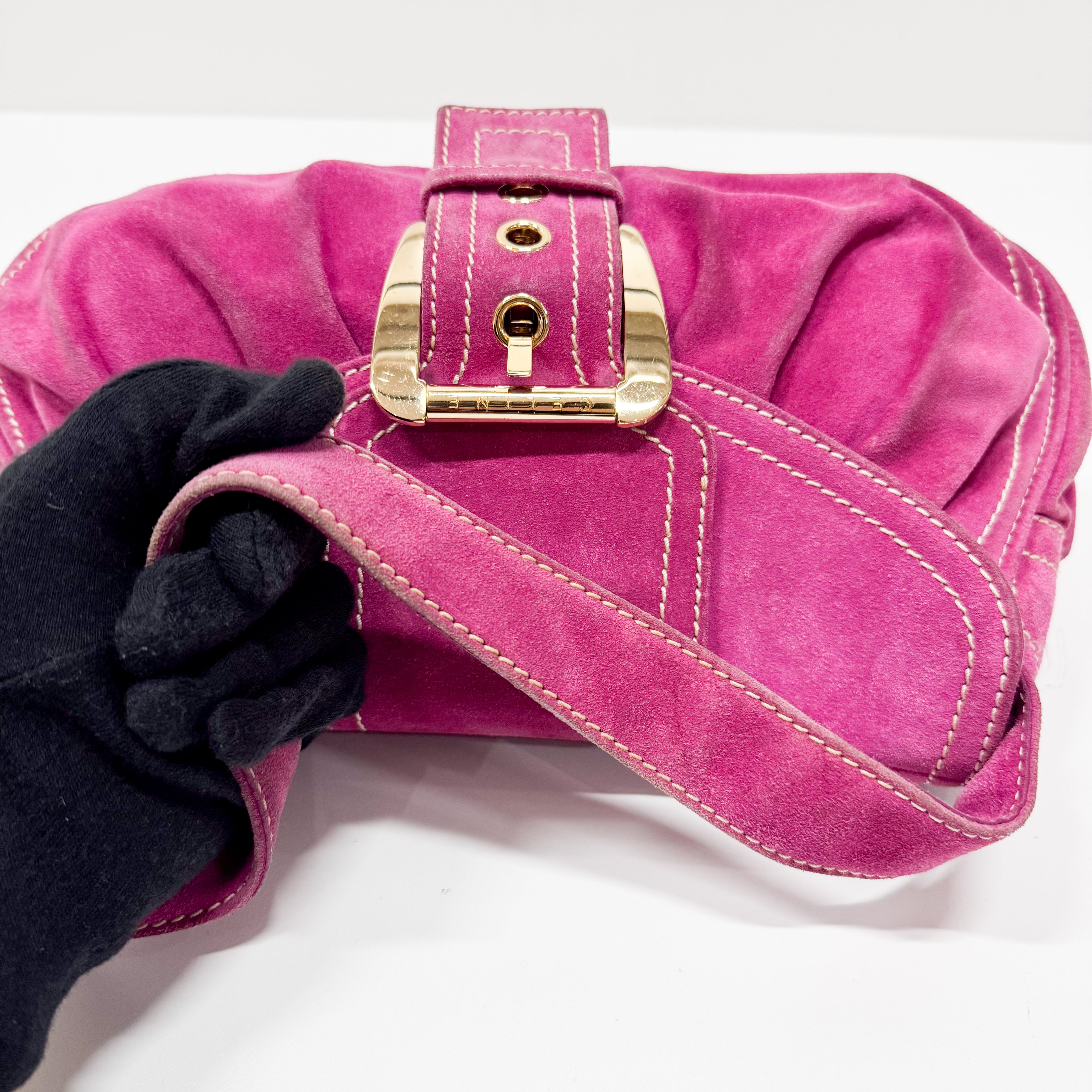 Pink Suede Shoulder Bag