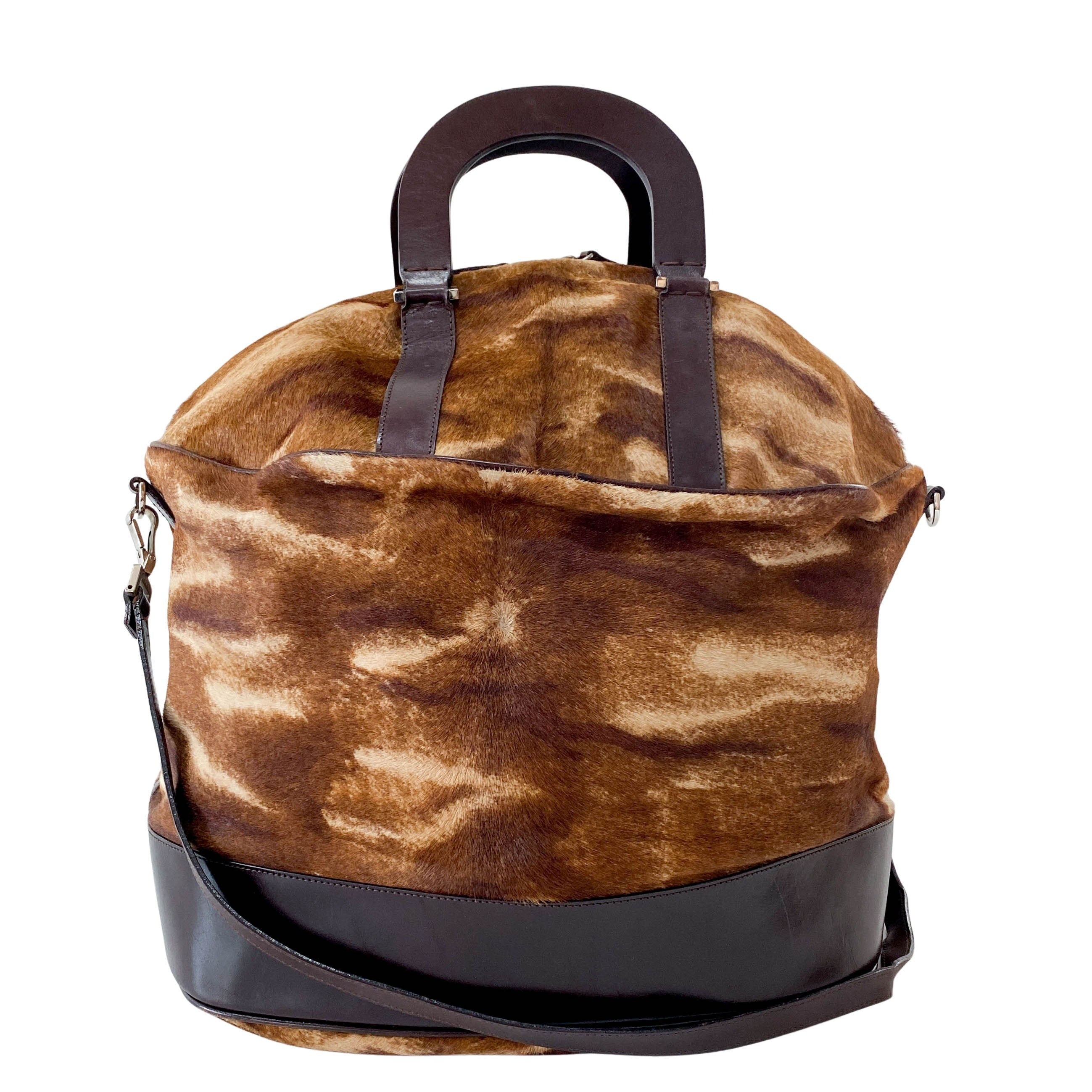 Brown Pony Hair Bowling Bag