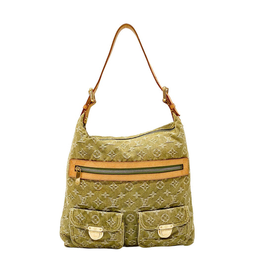 Baggy Khaki Denim Monogram GM Shoulder Bag