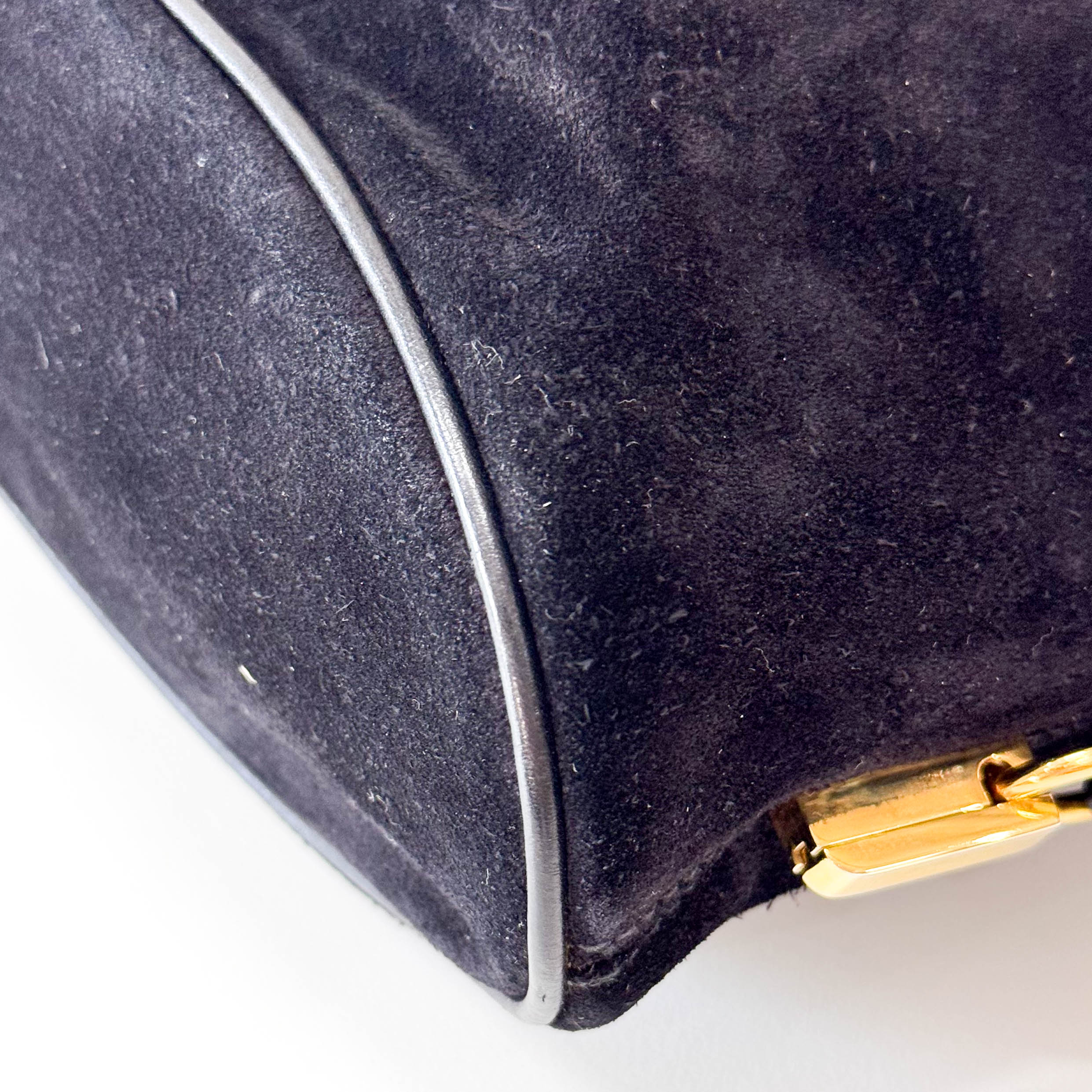 Gucci Tiger Head Black Suede Bucket Bag