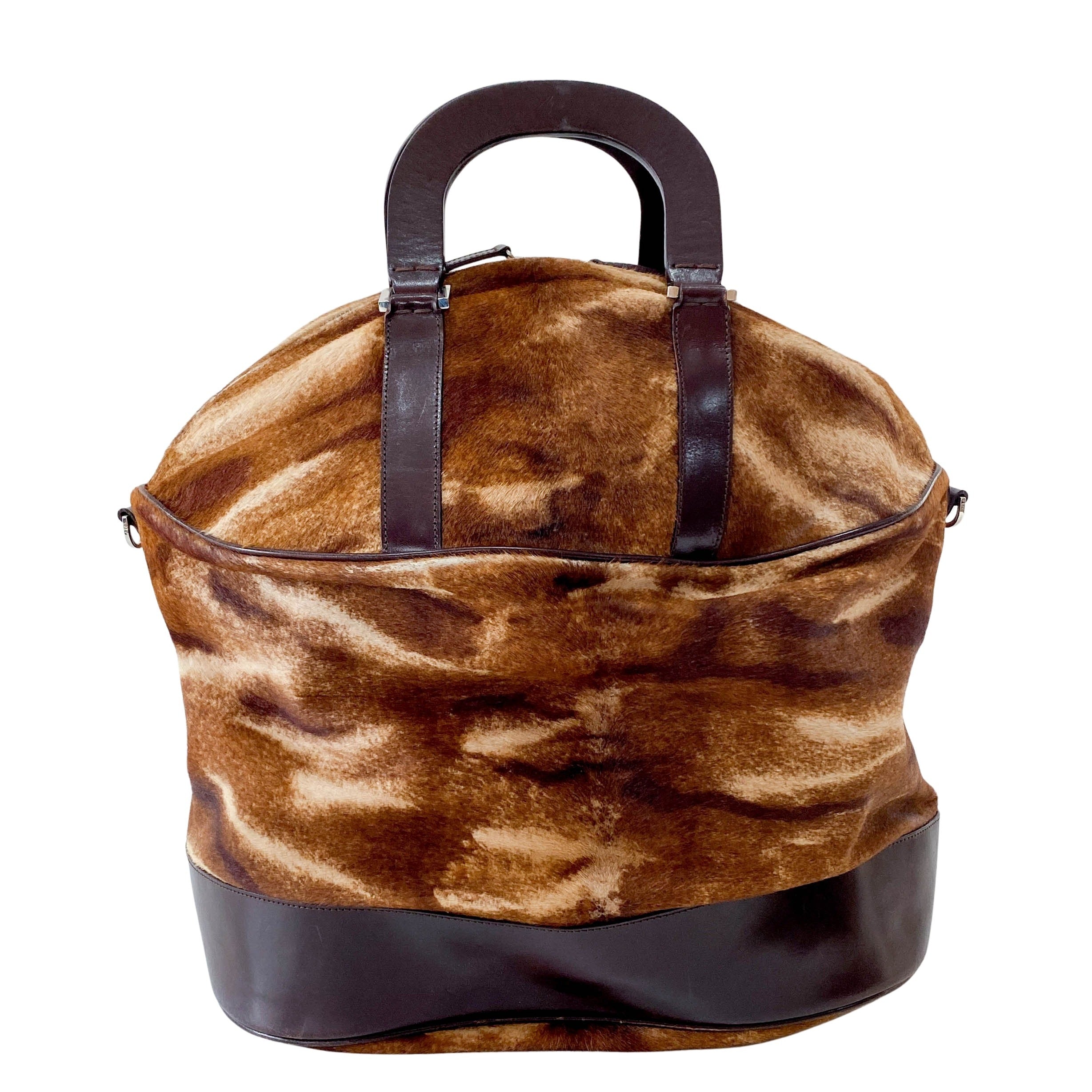 Brown Pony Hair Bowling Bag