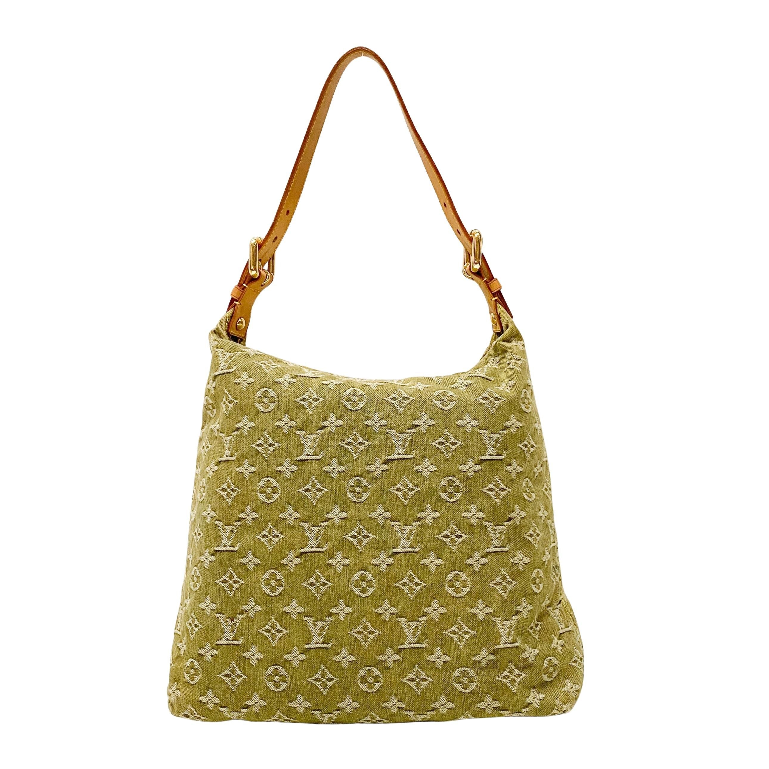Baggy Khaki Denim Monogram GM Shoulder Bag