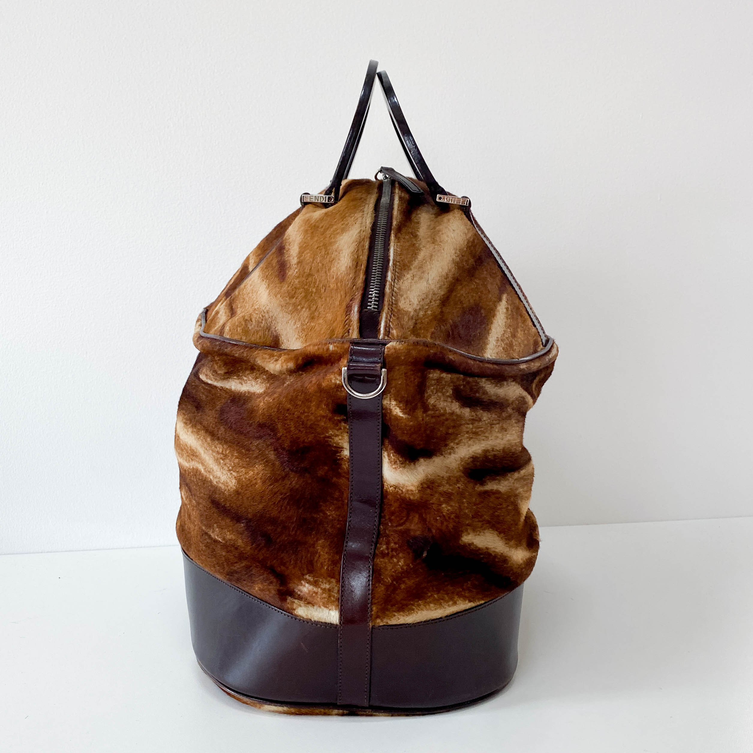 Brown Pony Hair Bowling Bag