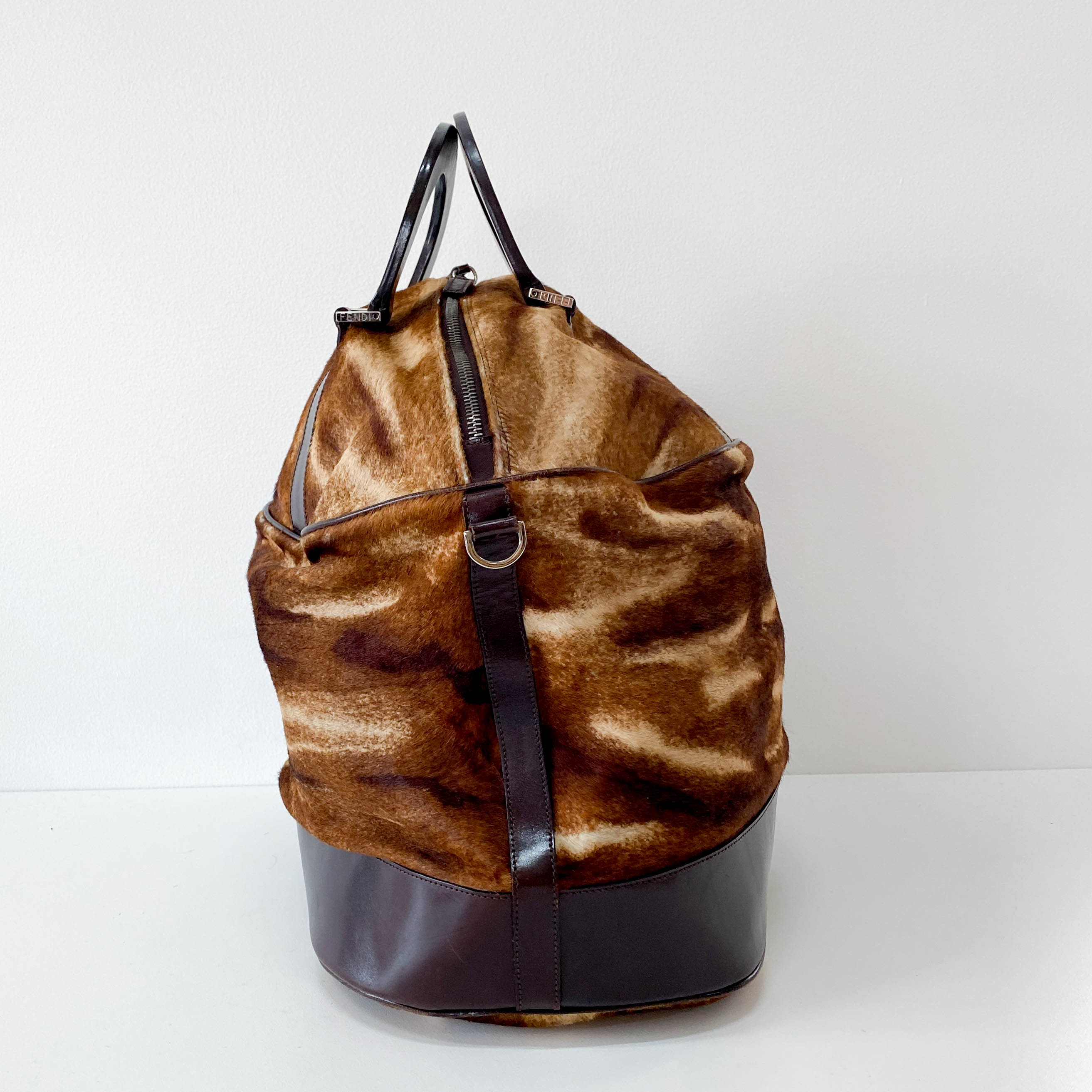 Brown Pony Hair Bowling Bag