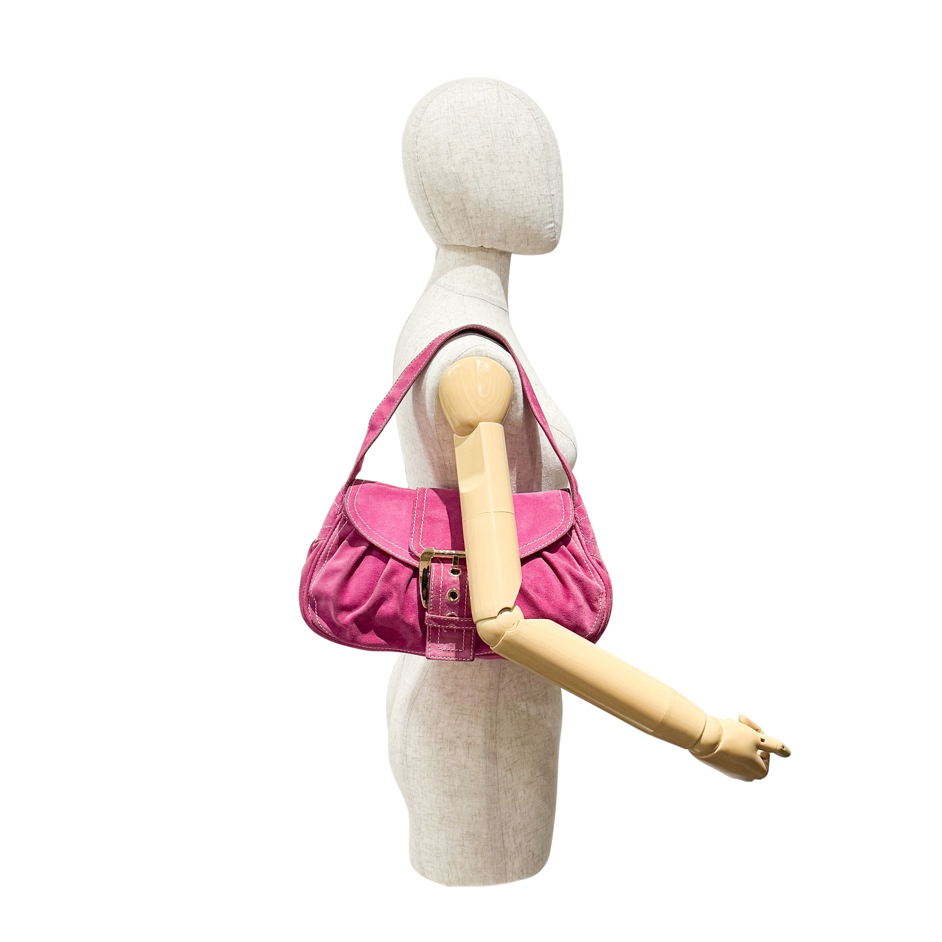 Pink Suede Shoulder Bag