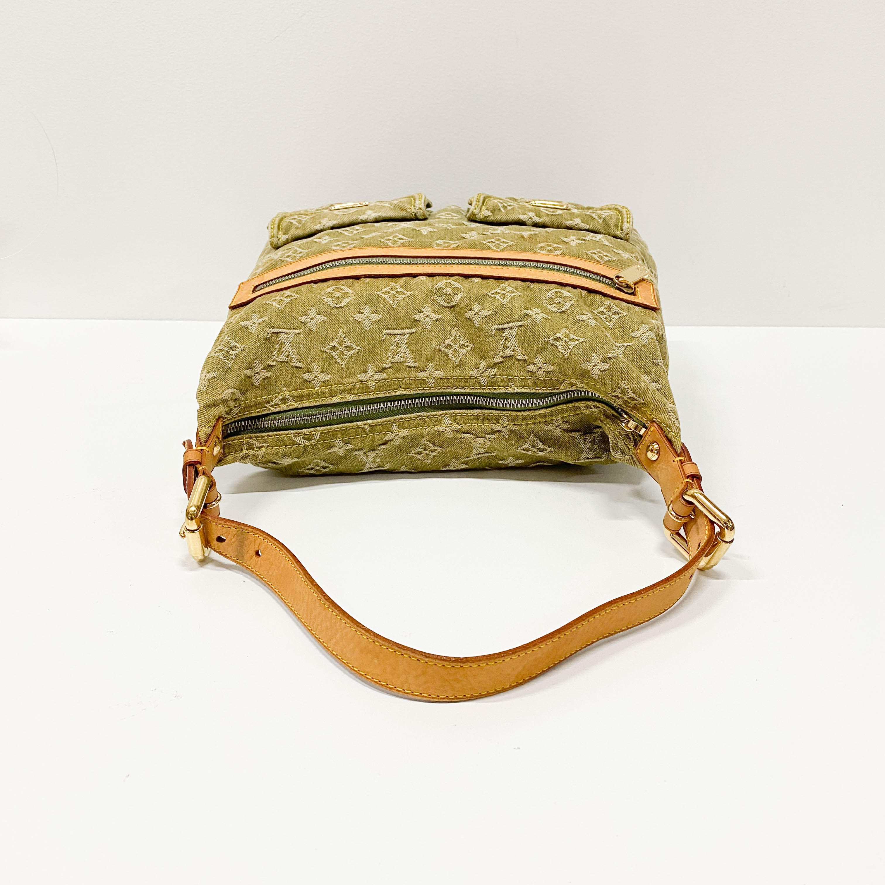 Baggy Khaki Denim Monogram GM Shoulder Bag