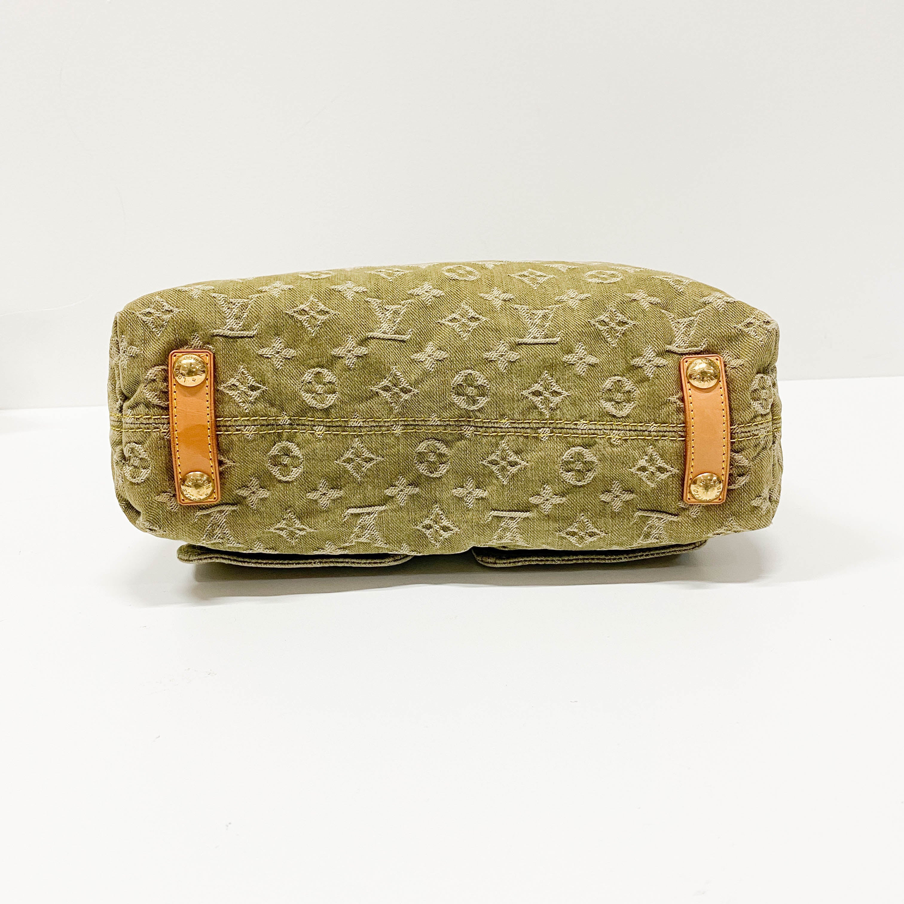 Baggy Khaki Denim Monogram GM Shoulder Bag