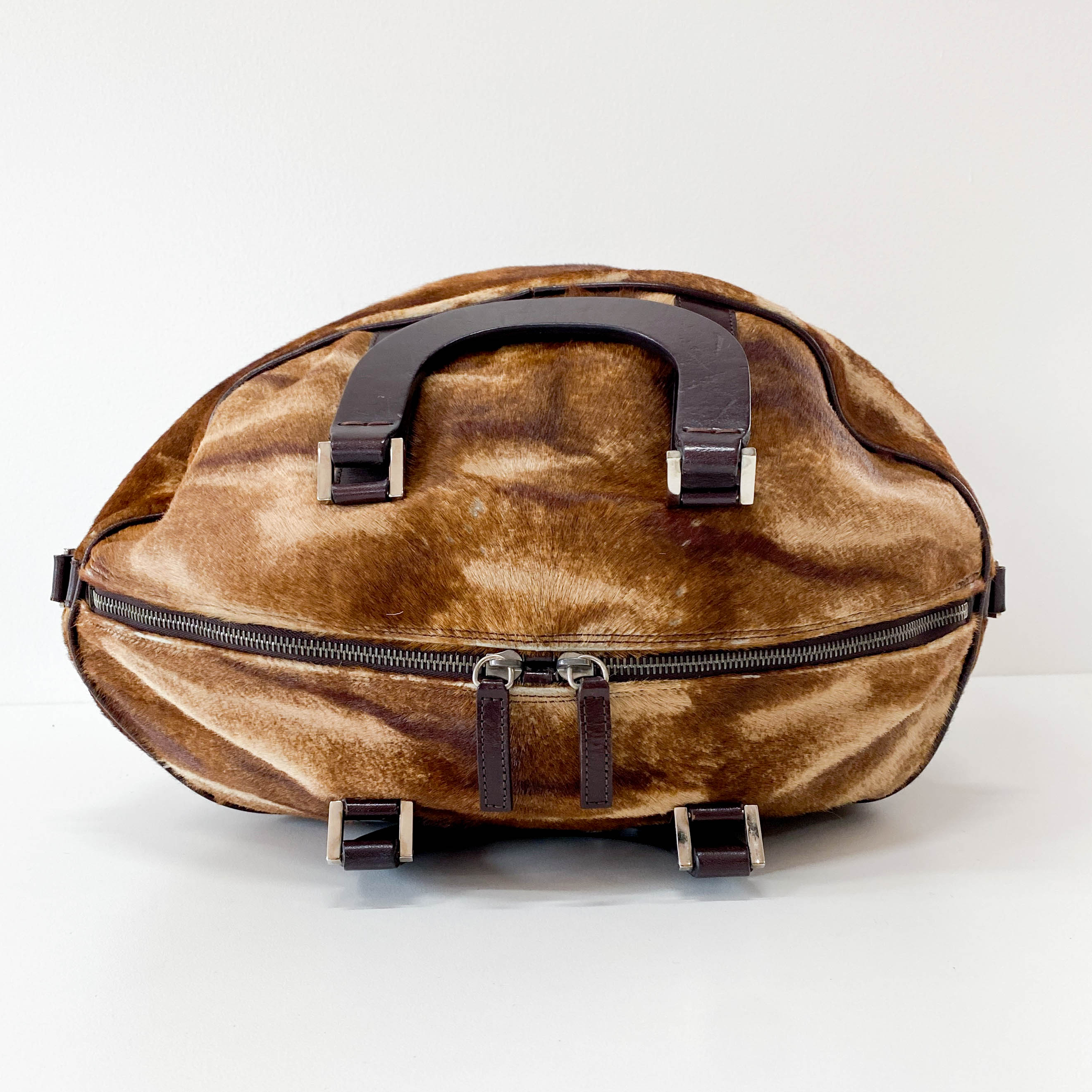 Brown Pony Hair Bowling Bag