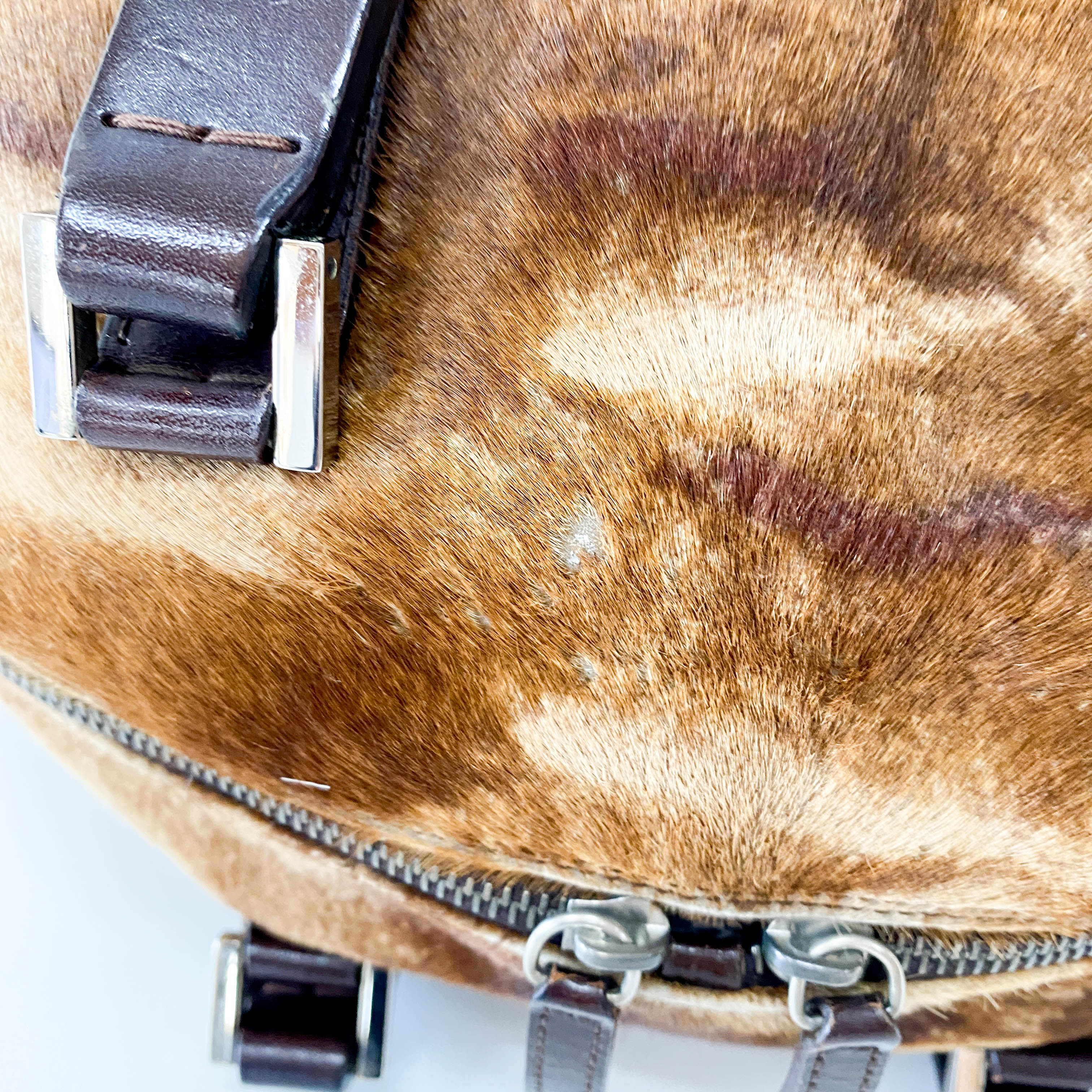 Brown Pony Hair Bowling Bag