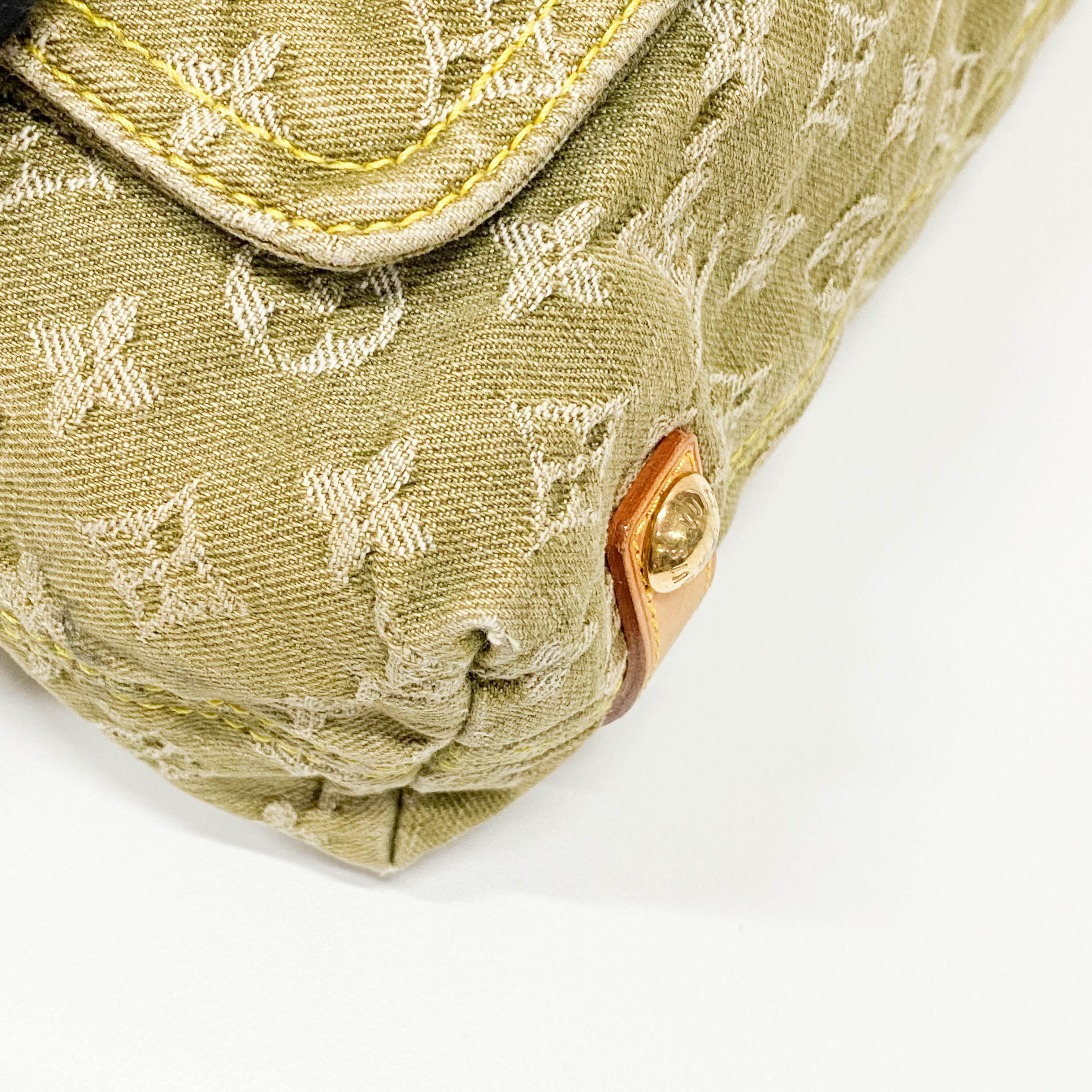 Baggy Khaki Denim Monogram GM Shoulder Bag