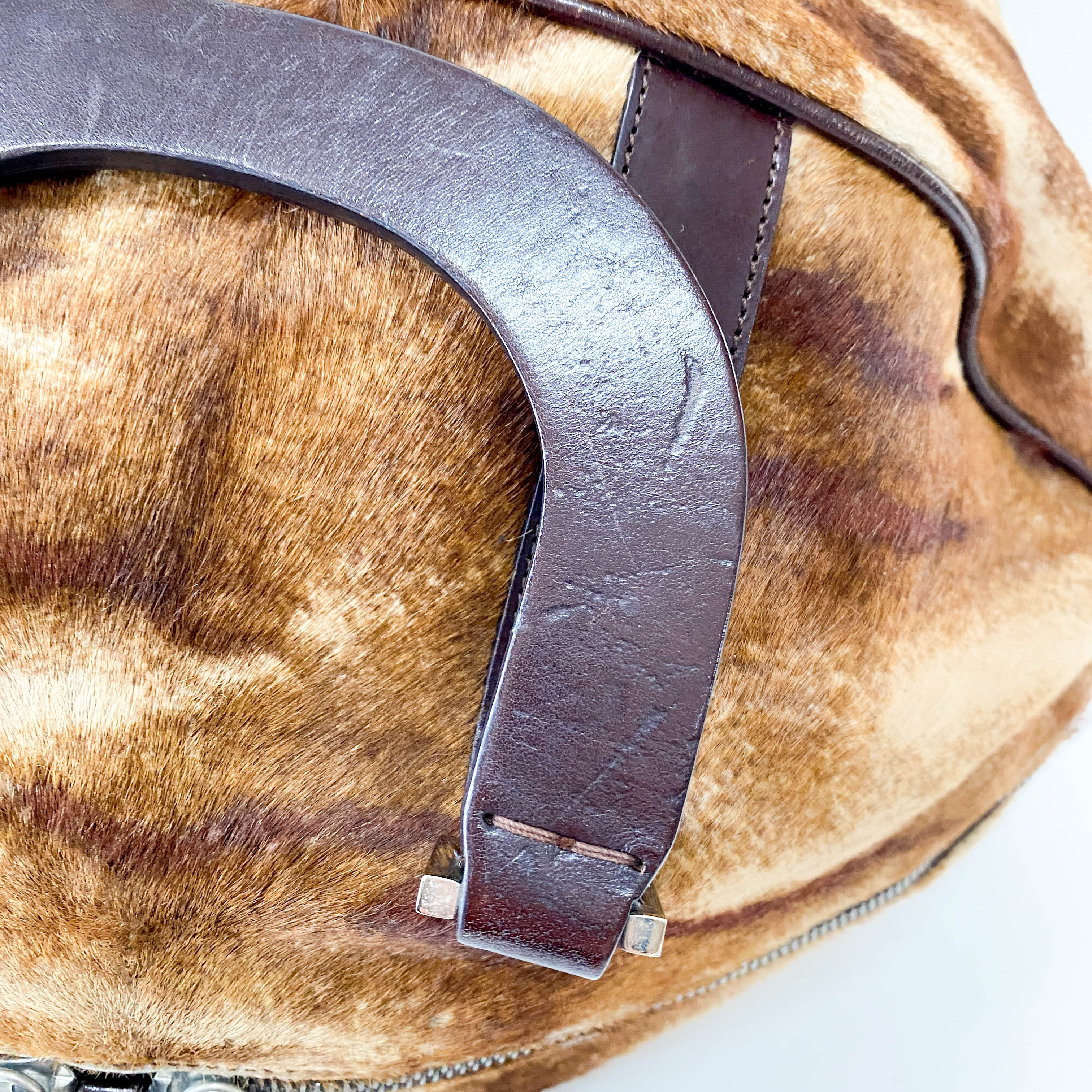 Brown Pony Hair Bowling Bag