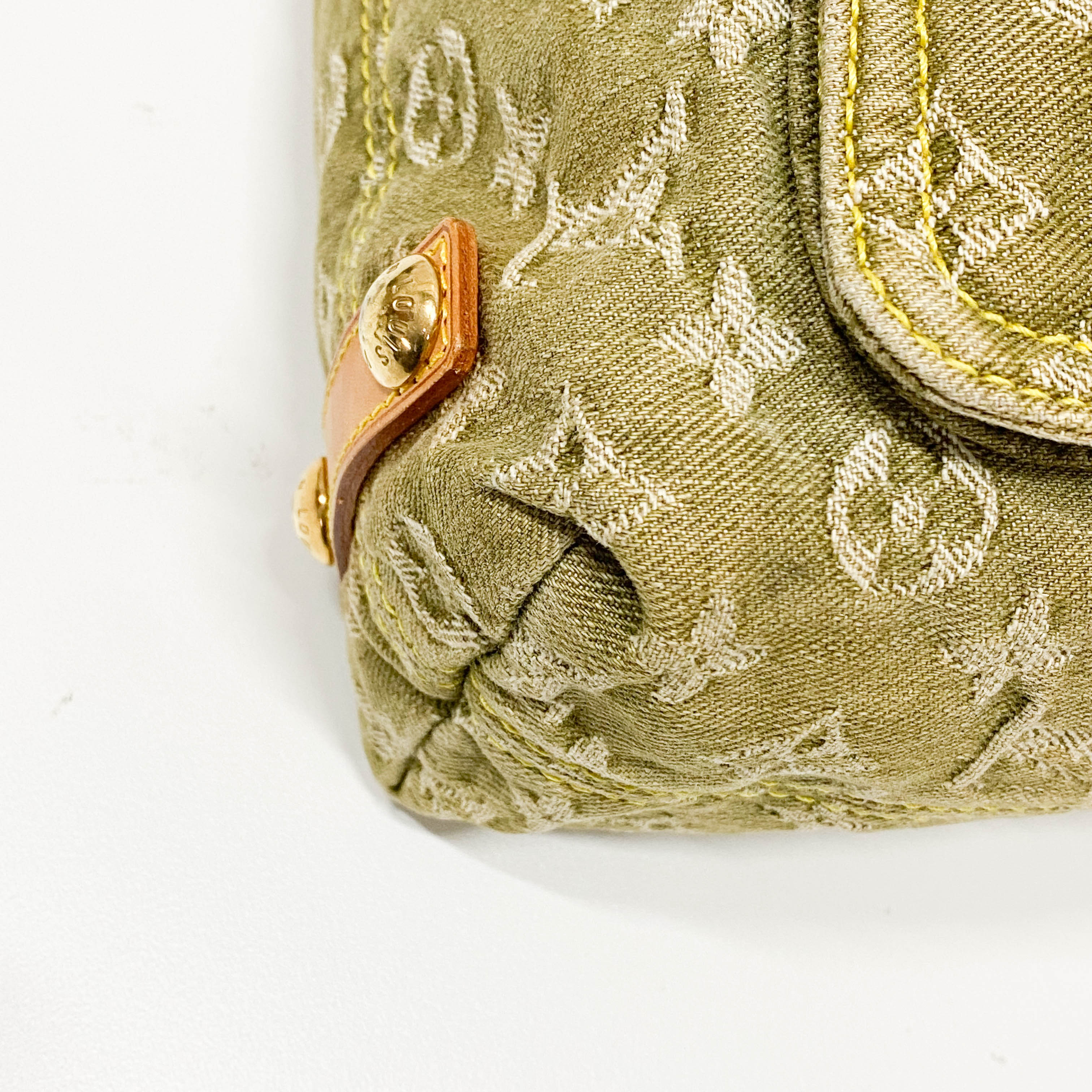 Baggy Khaki Denim Monogram GM Shoulder Bag