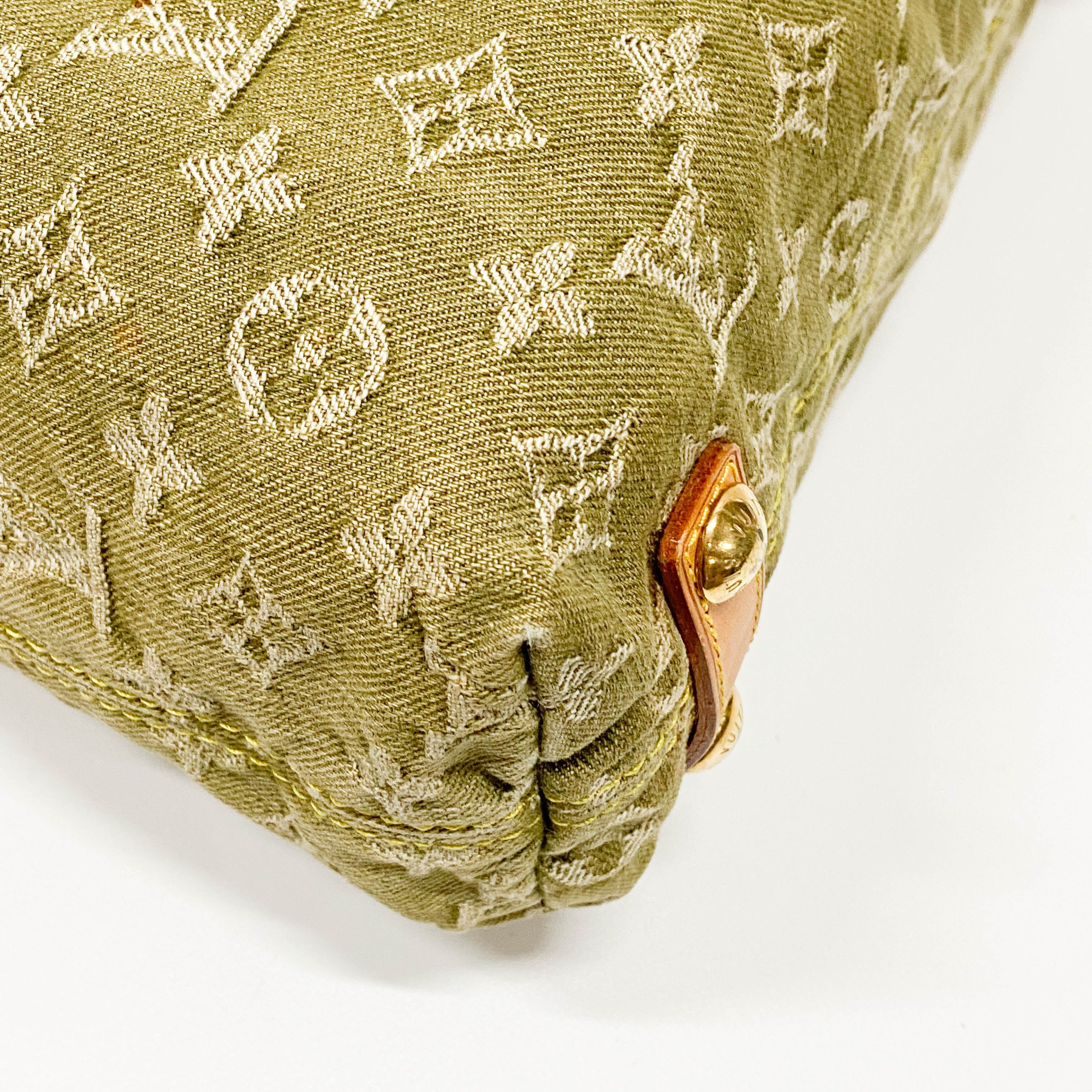 Baggy Khaki Denim Monogram GM Shoulder Bag