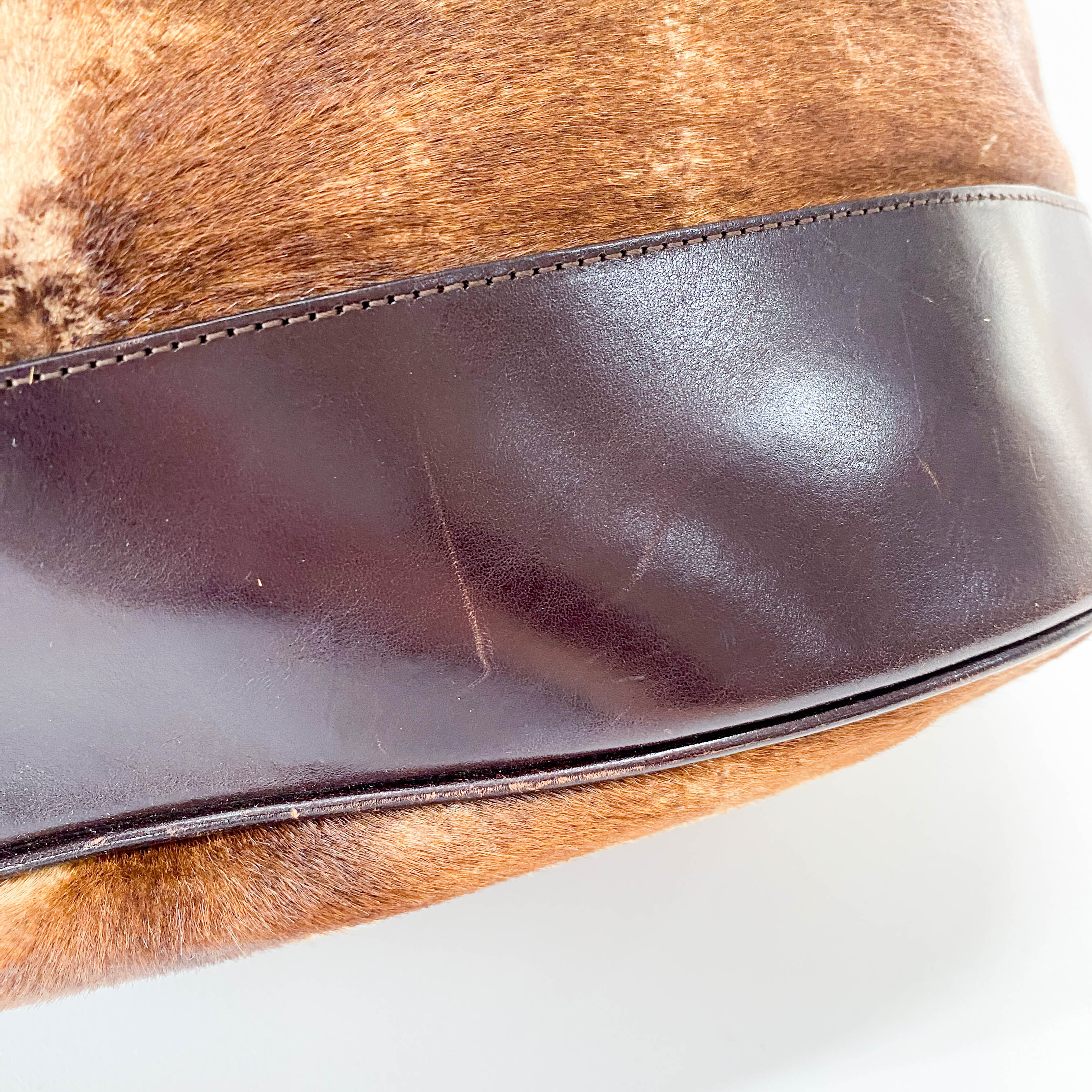 Brown Pony Hair Bowling Bag