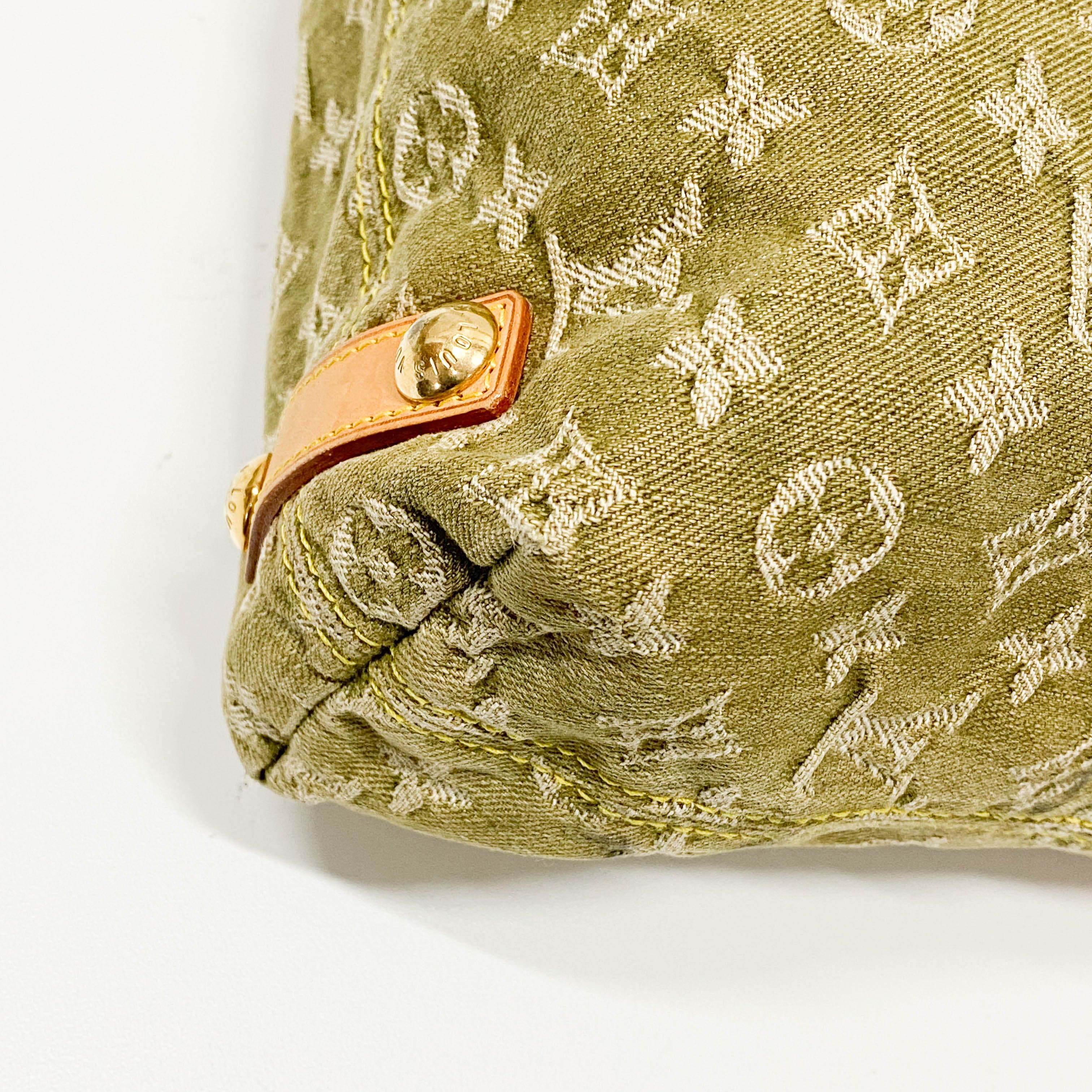 Baggy Khaki Denim Monogram GM Shoulder Bag