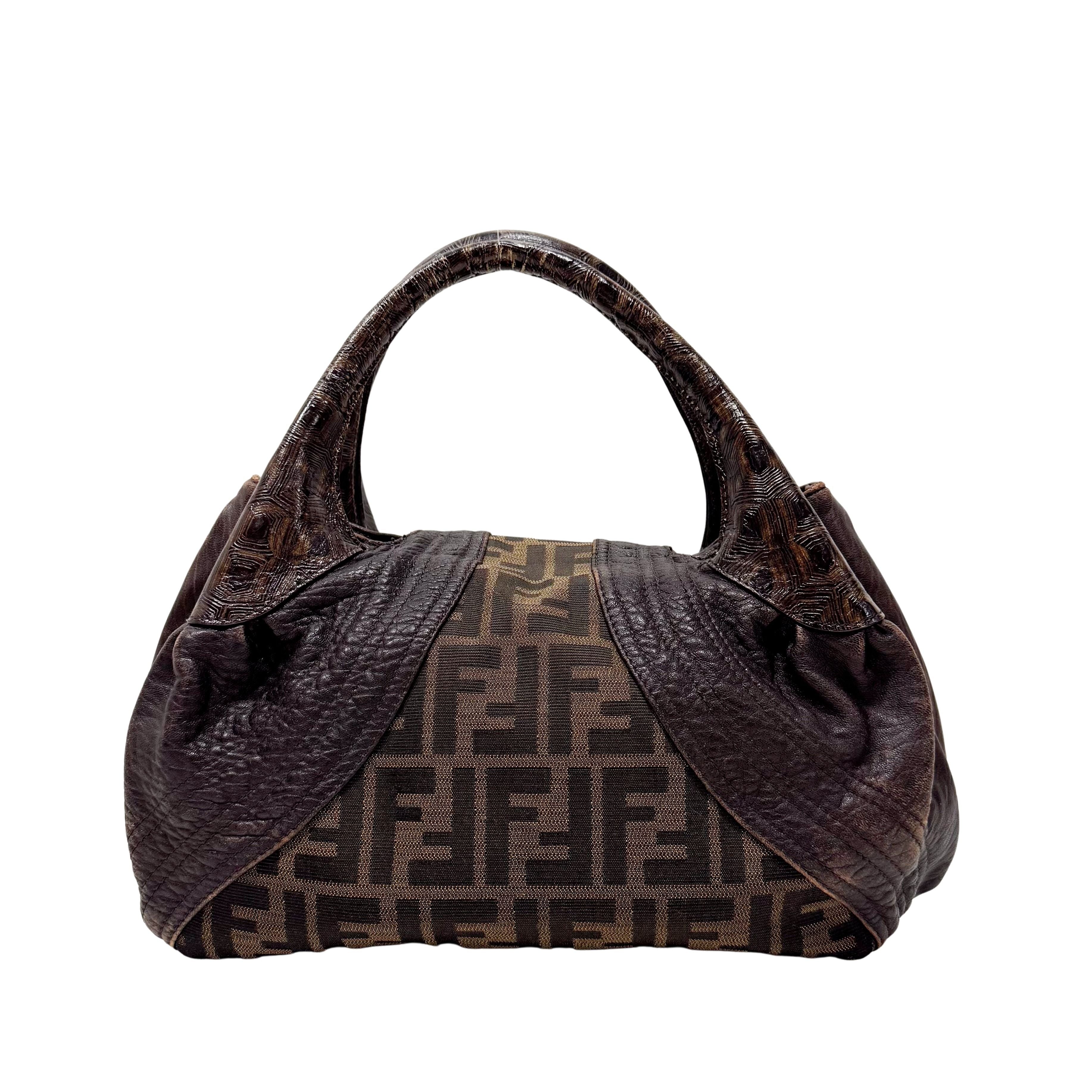 Zucca Brown Canvas & Leather Shoulder Bag