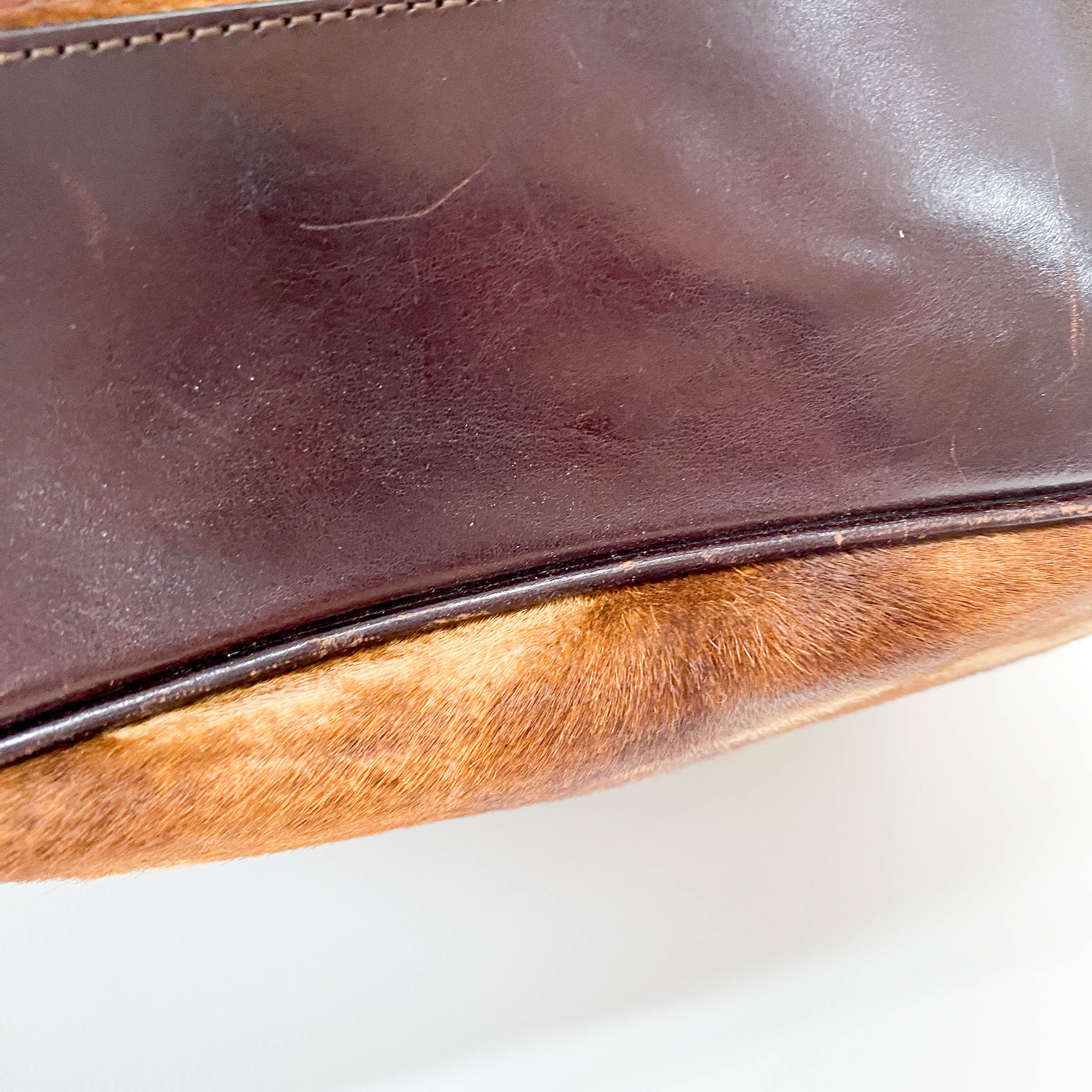 Brown Pony Hair Bowling Bag