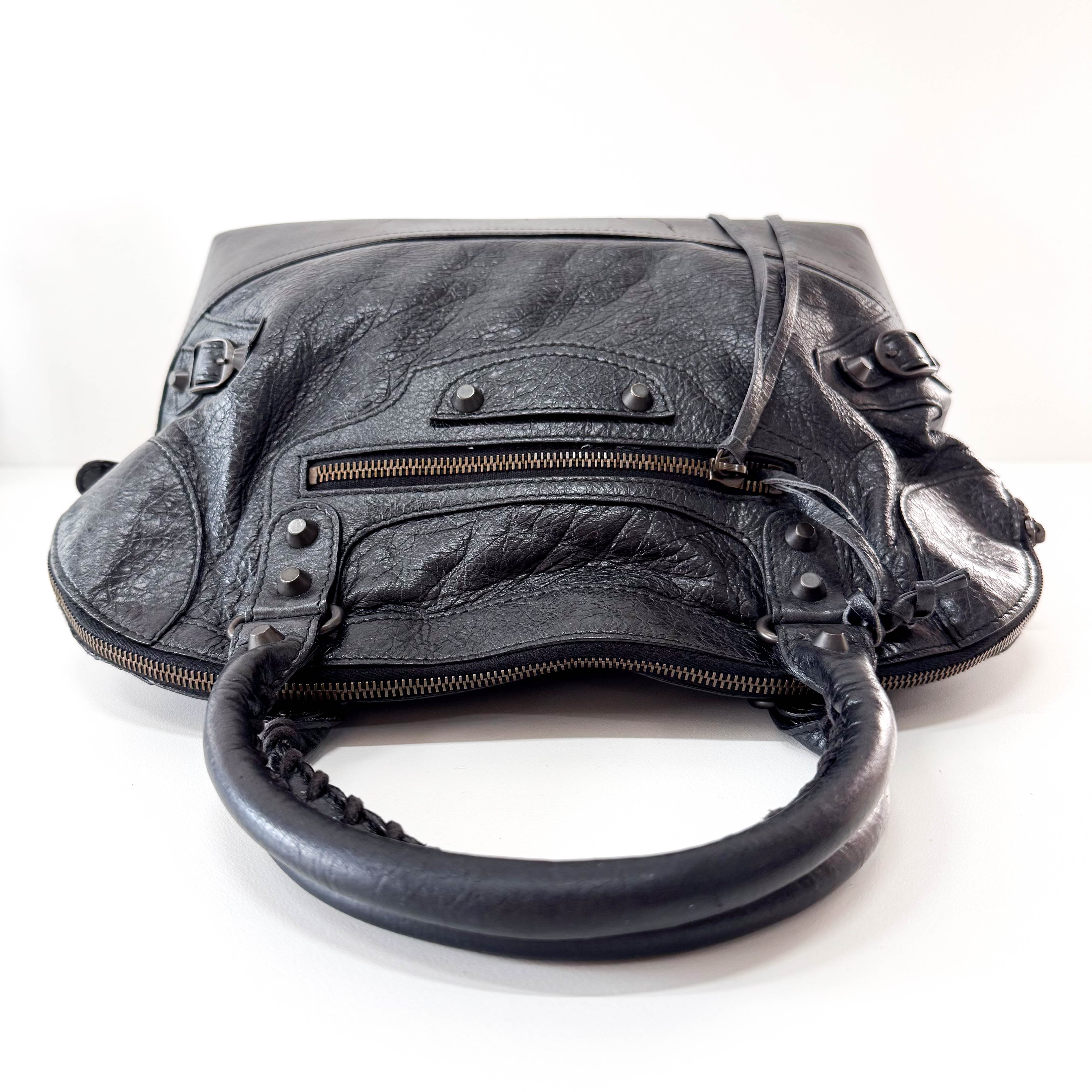 Black Leather Bowling Bag