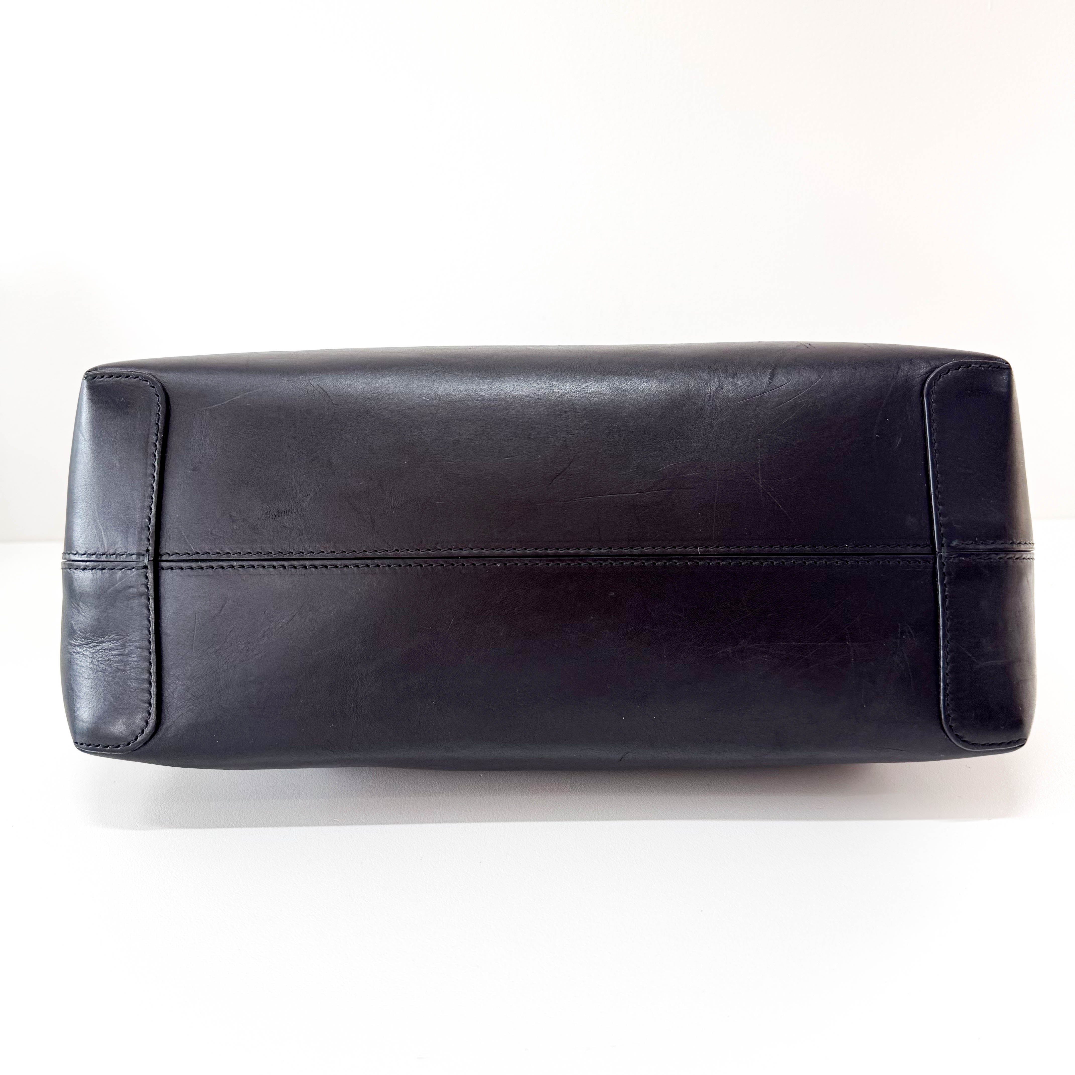 Black Leather Bowling Bag