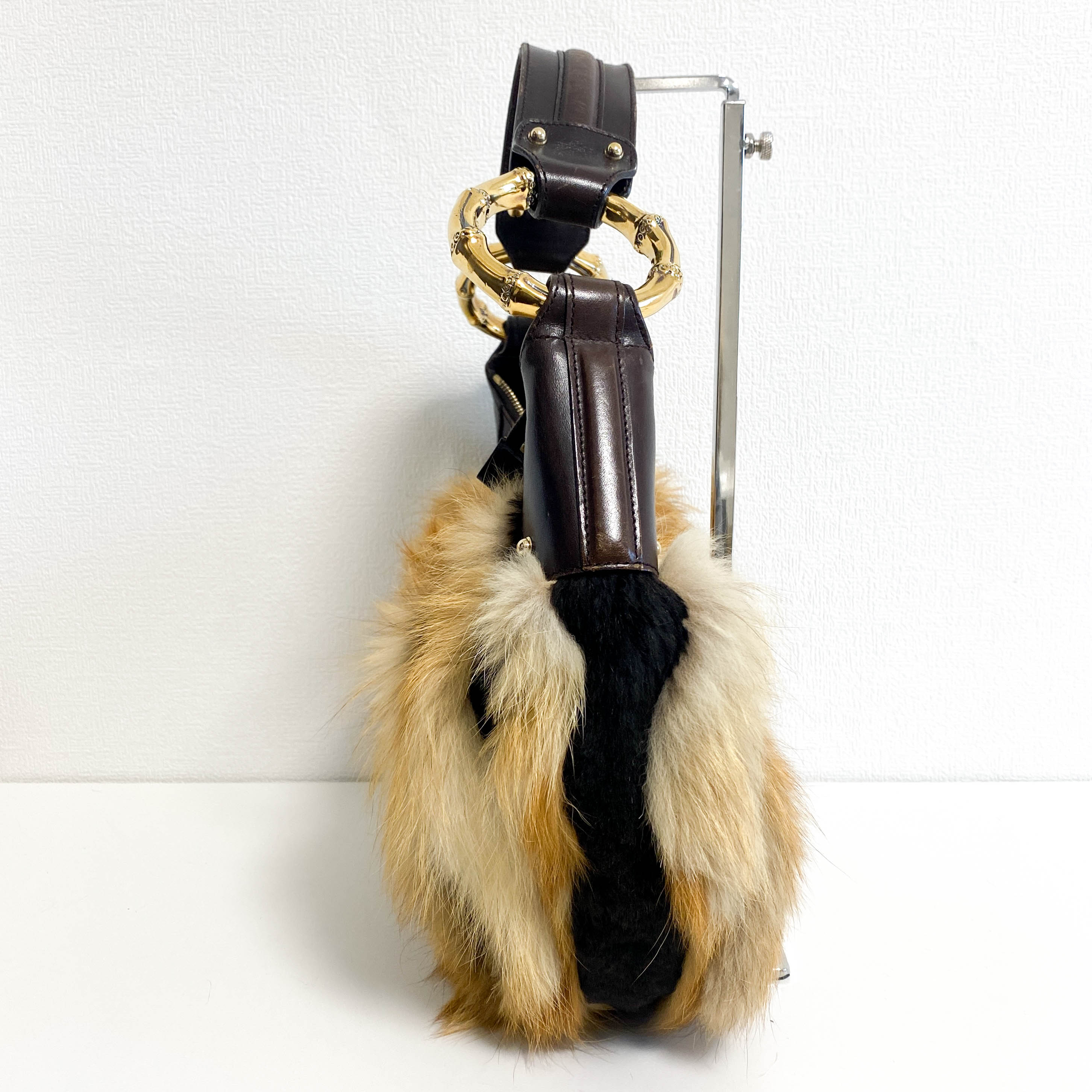 Hobo Fur Brown Bamboo Ring Shoulder Bag