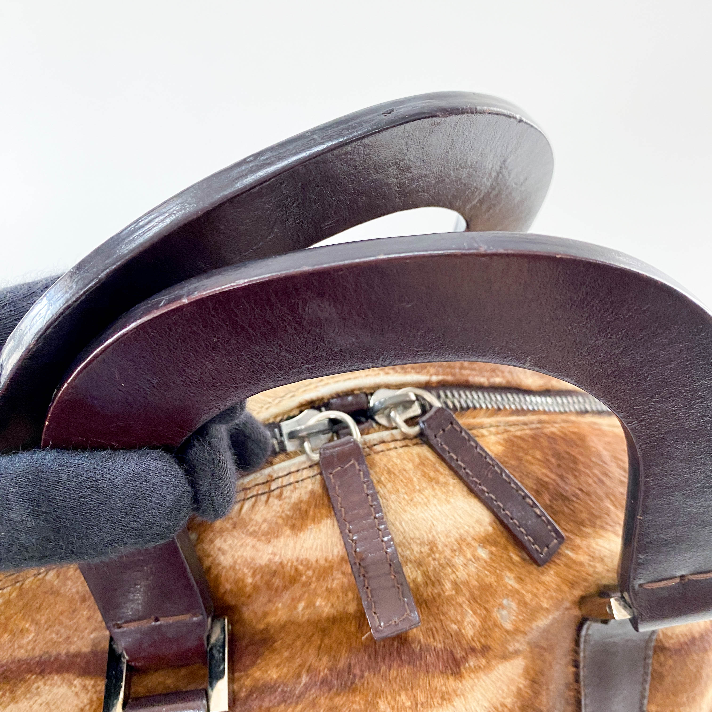 Brown Pony Hair Bowling Bag