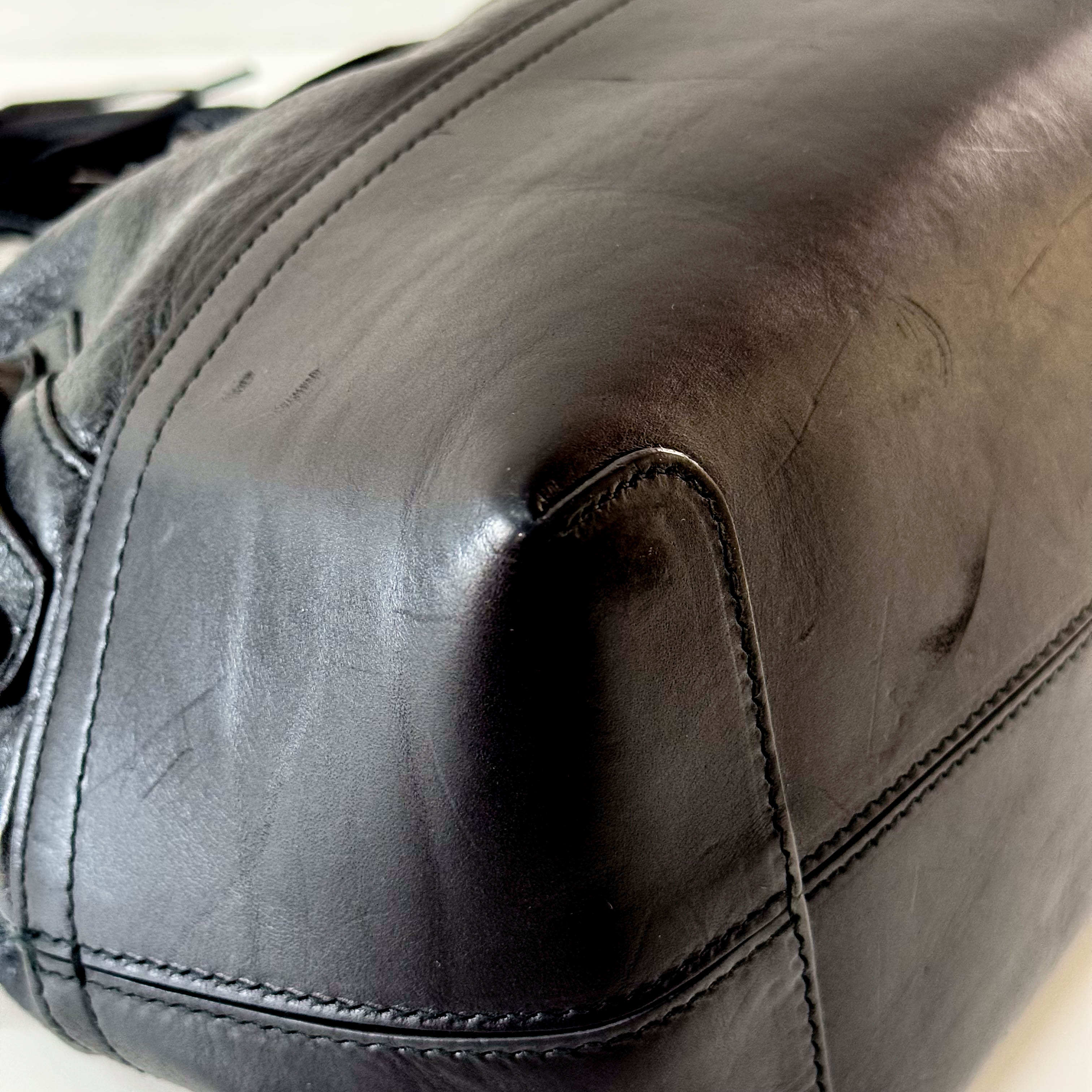 Black Leather Bowling Bag