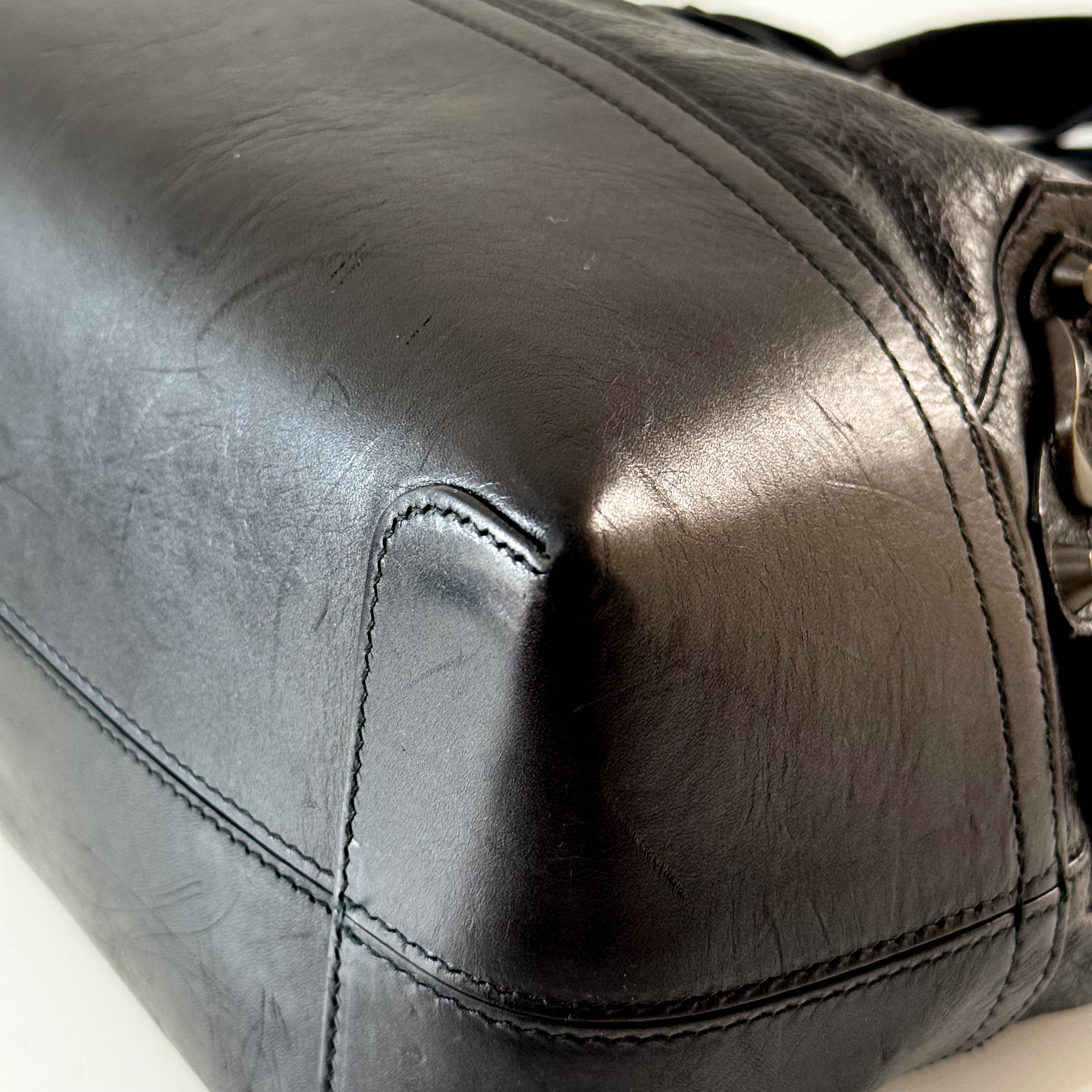Black Leather Bowling Bag