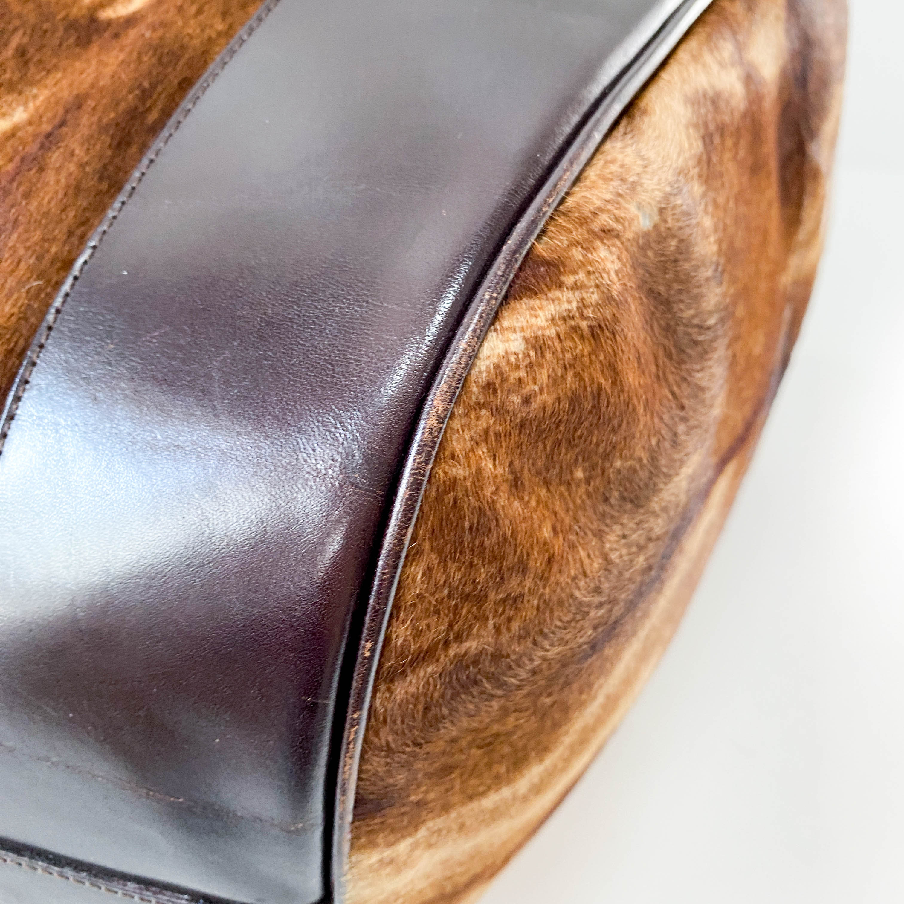 Brown Pony Hair Bowling Bag