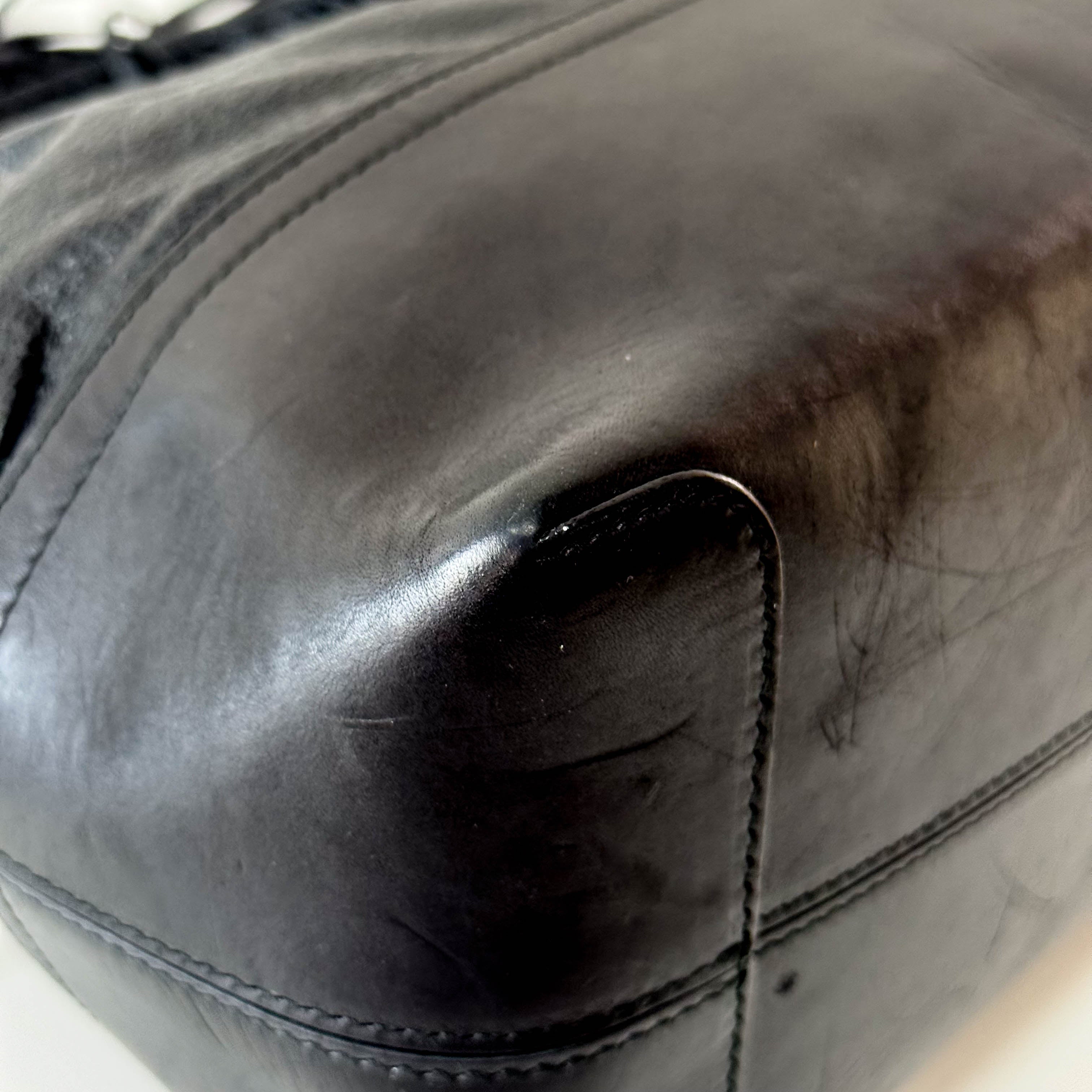 Black Leather Bowling Bag