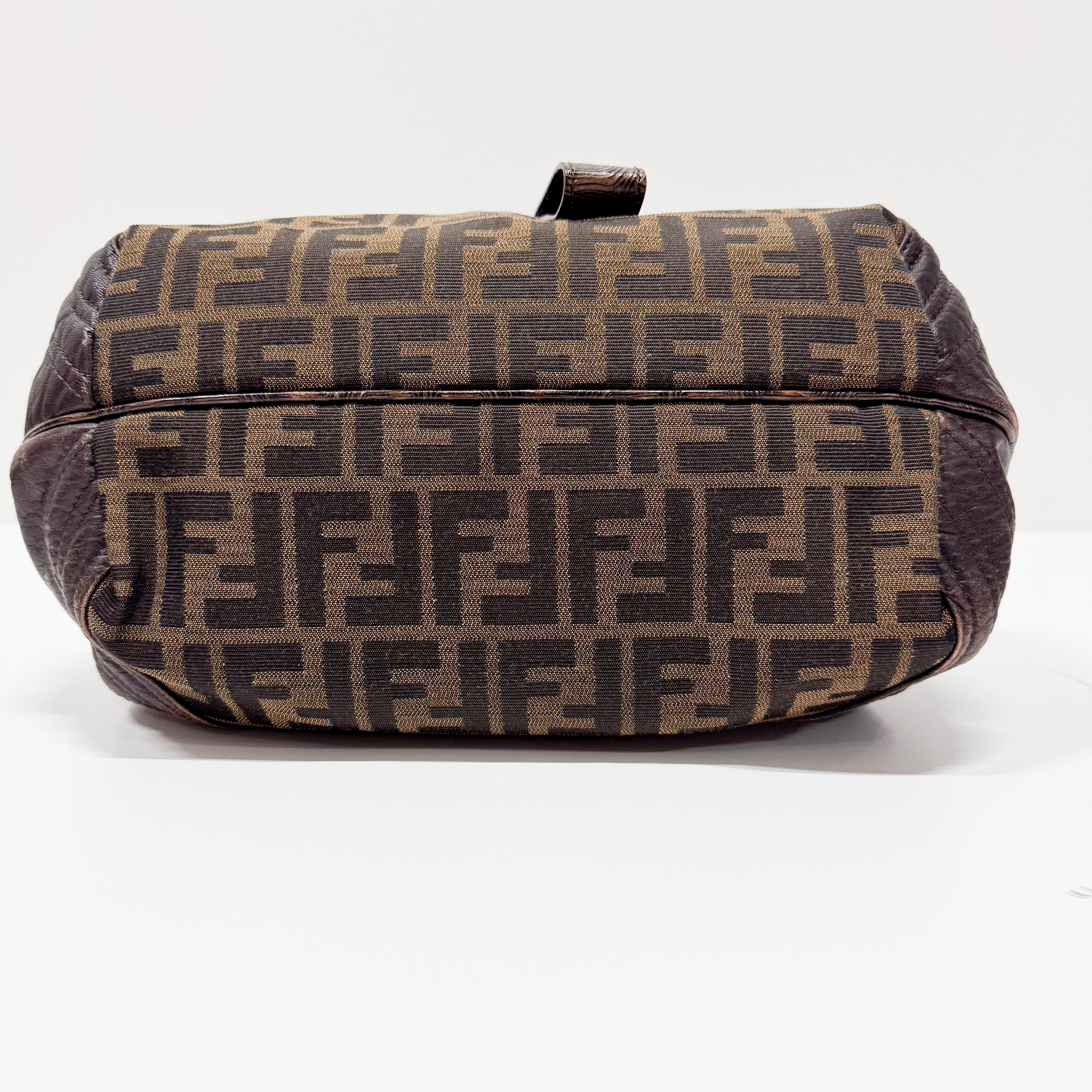 Zucca Brown Canvas & Leather Shoulder Bag