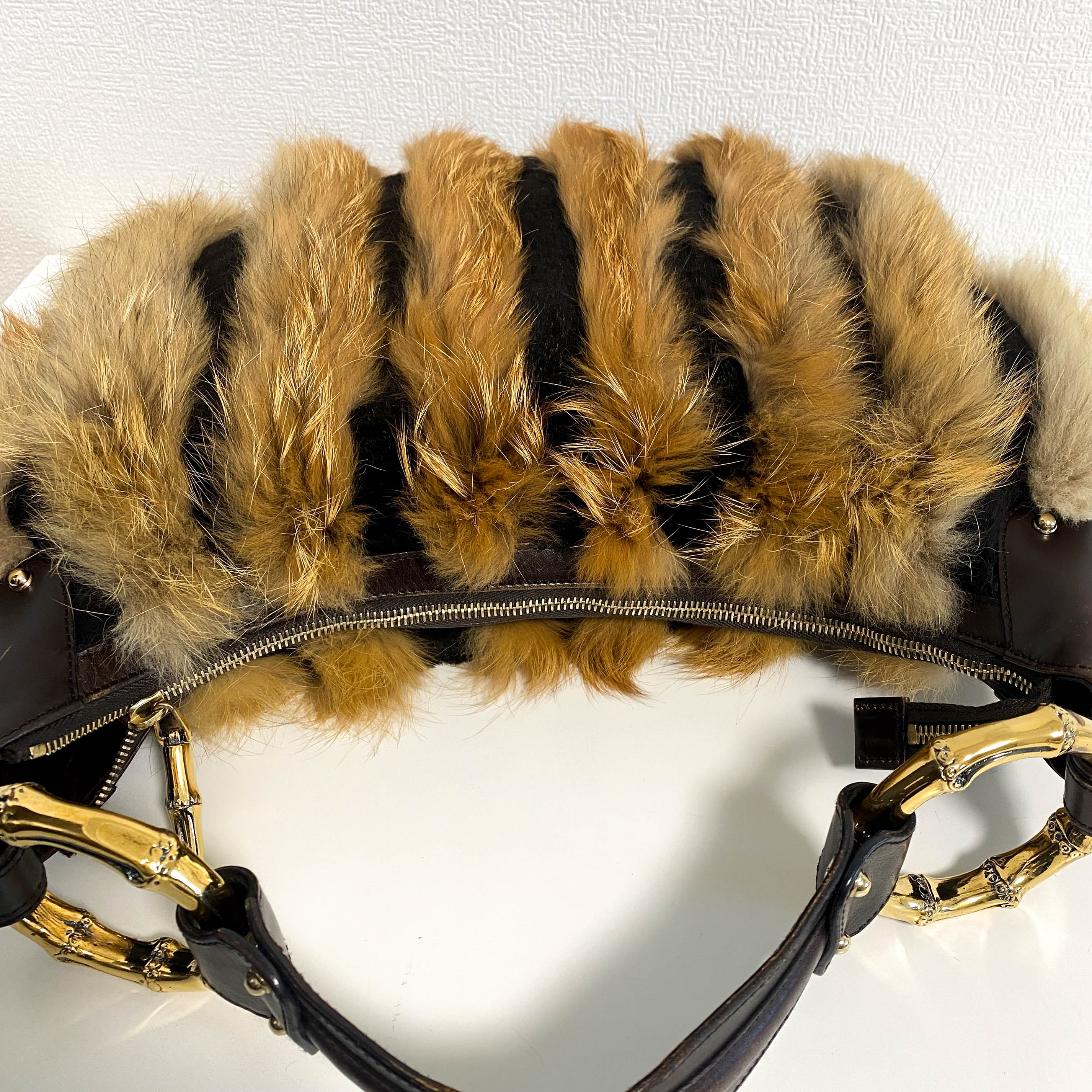 Hobo Fur Brown Bamboo Ring Shoulder Bag