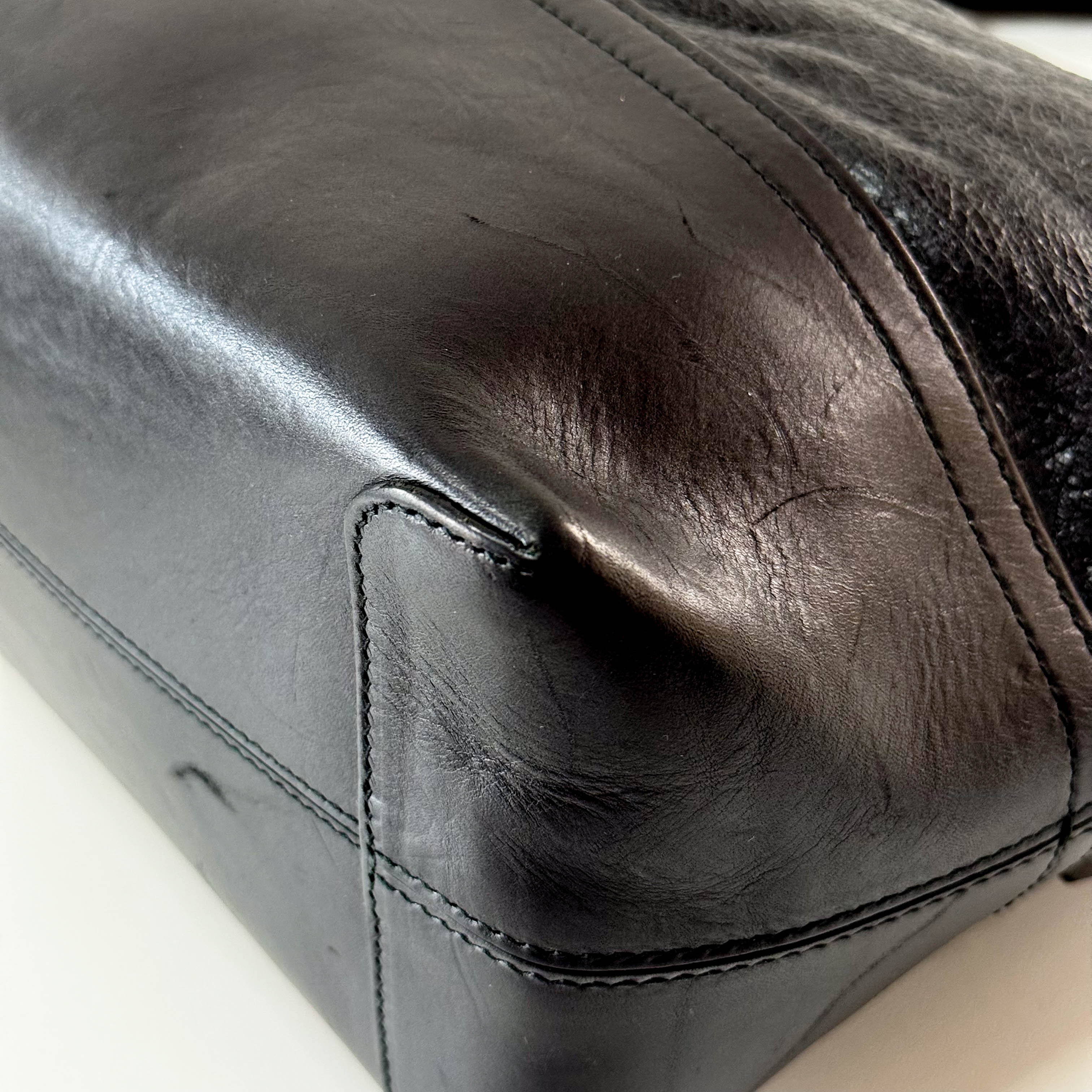 Black Leather Bowling Bag