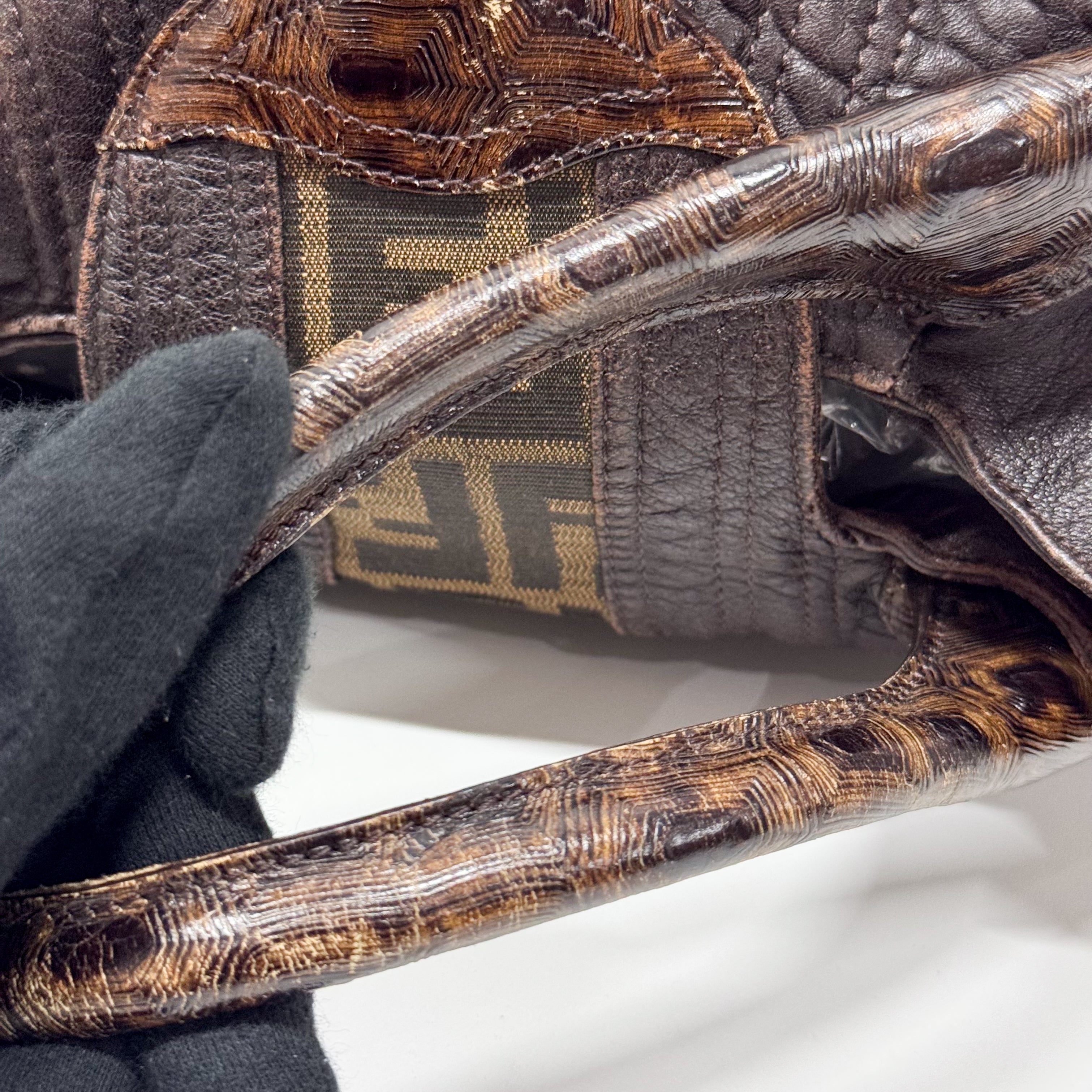 Zucca Brown Canvas & Leather Shoulder Bag