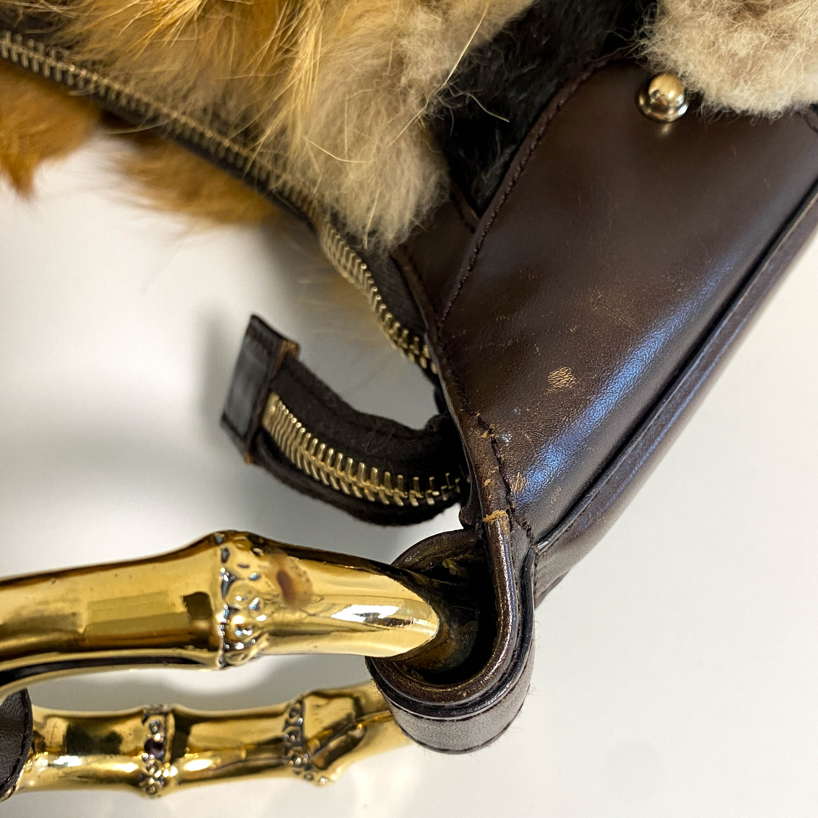 Hobo Fur Brown Bamboo Ring Shoulder Bag