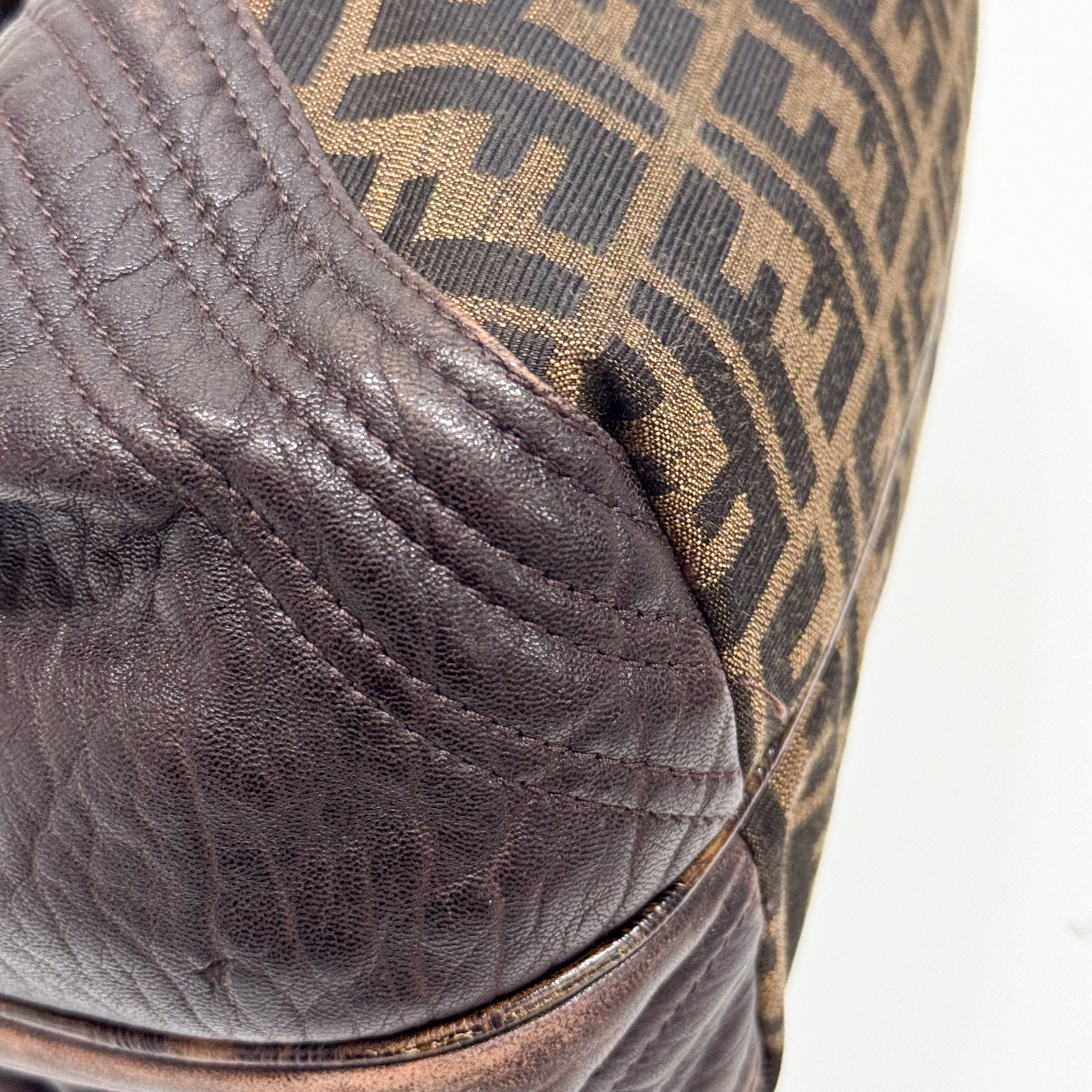 Zucca Brown Canvas & Leather Shoulder Bag