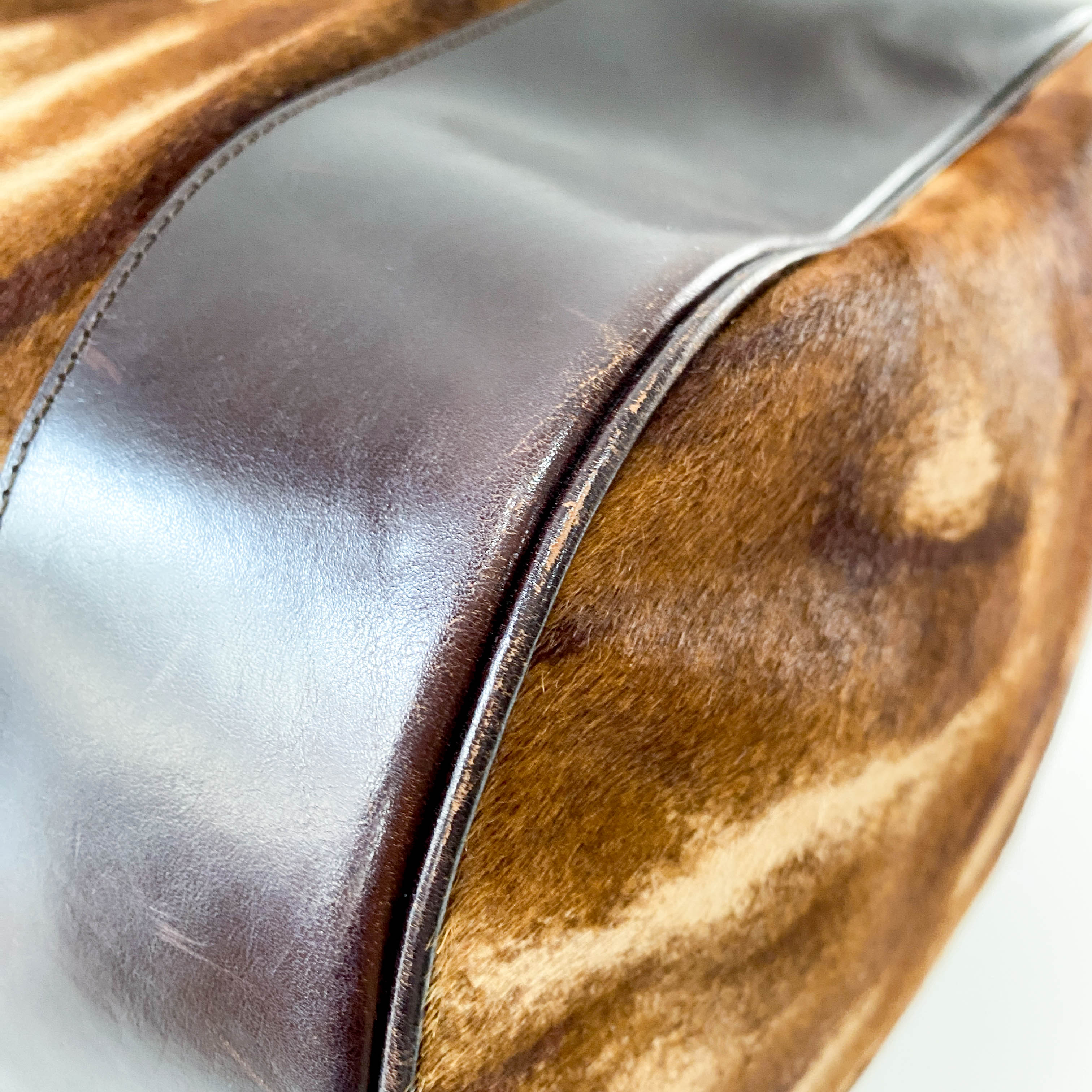 Brown Pony Hair Bowling Bag