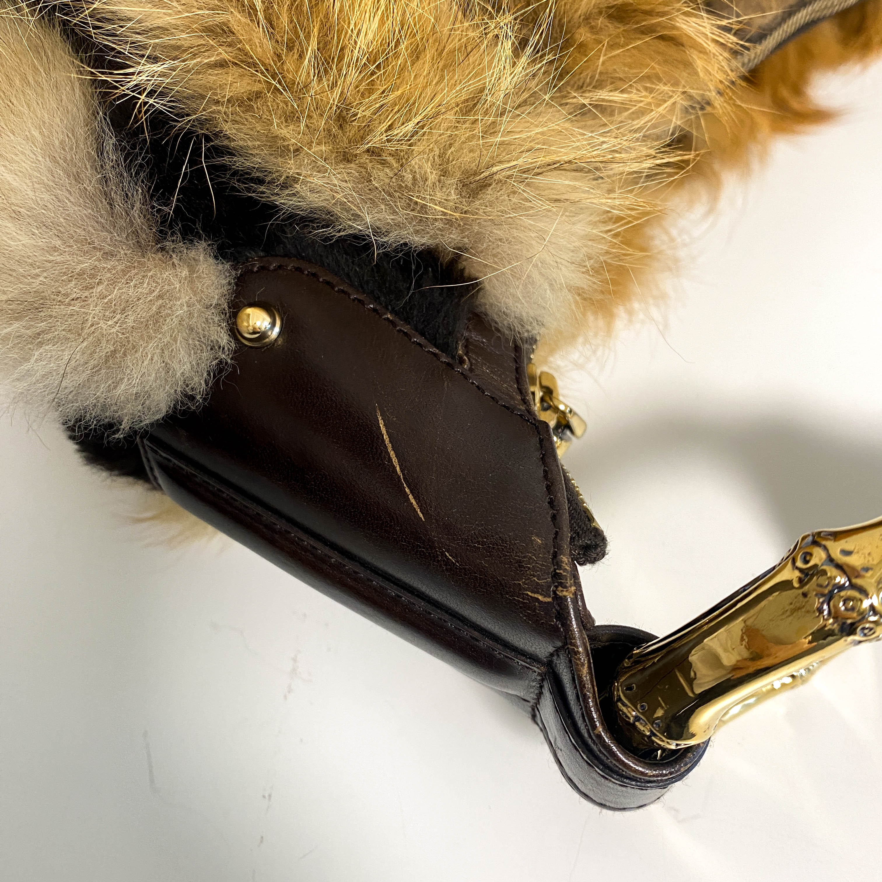 Hobo Fur Brown Bamboo Ring Shoulder Bag