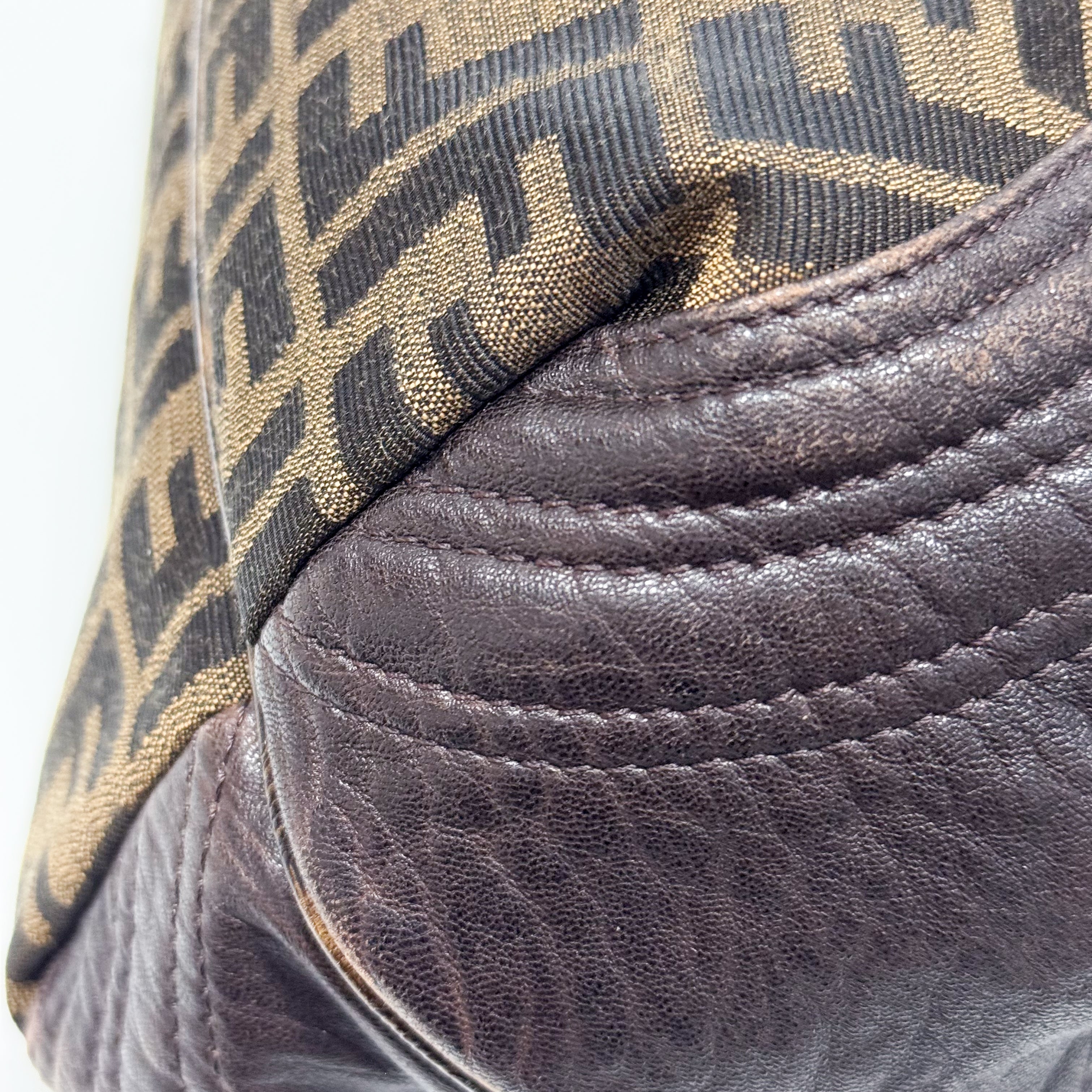 Zucca Brown Canvas & Leather Shoulder Bag