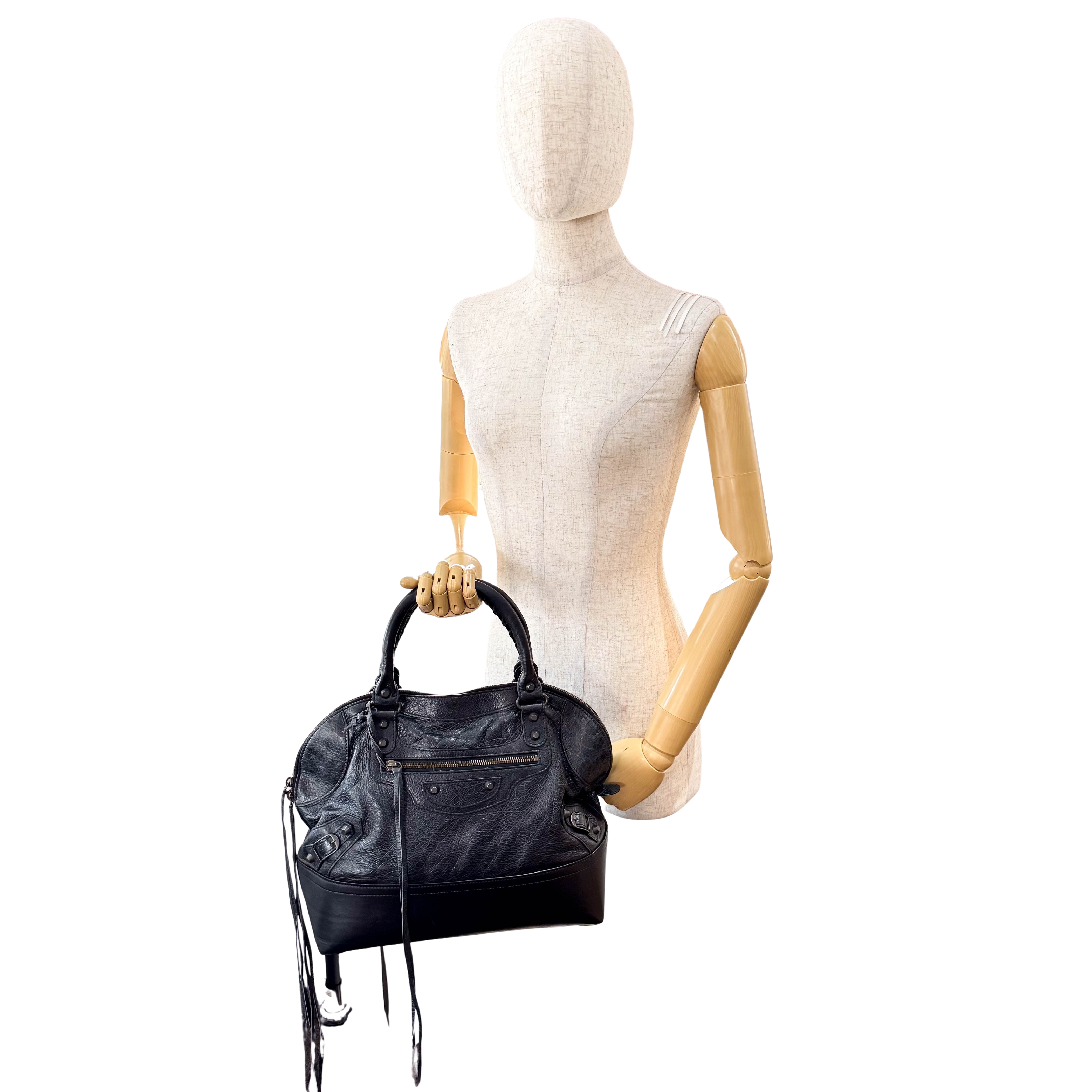 Black Leather Bowling Bag